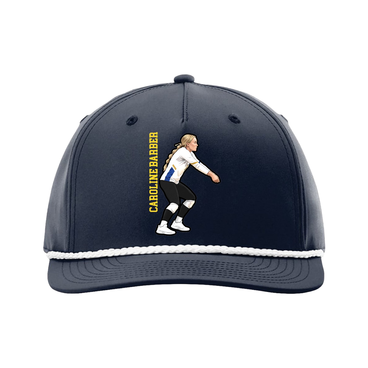 Five-Panel Classic Rope Cap — Name Vertical in Navy