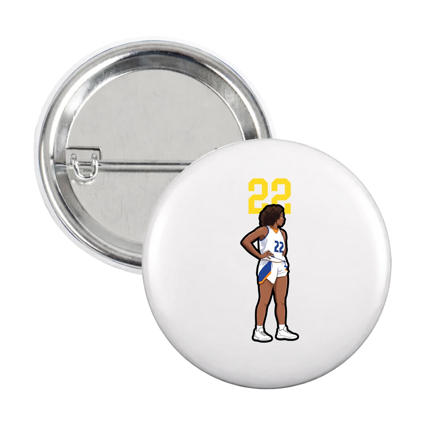 Game Day Button — Number Top in White