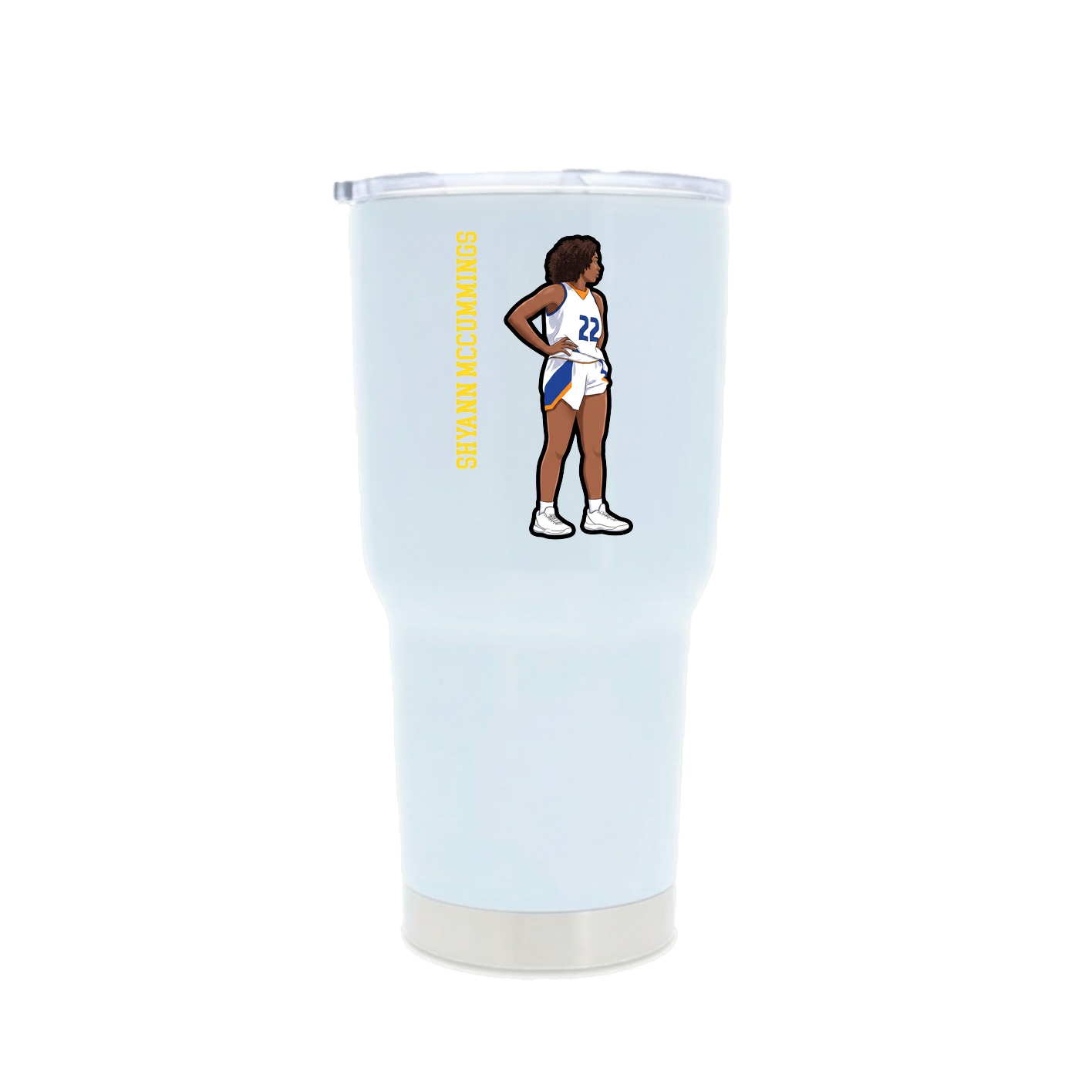 30oz Stainless Steel Tumbler — Name Vertical in White