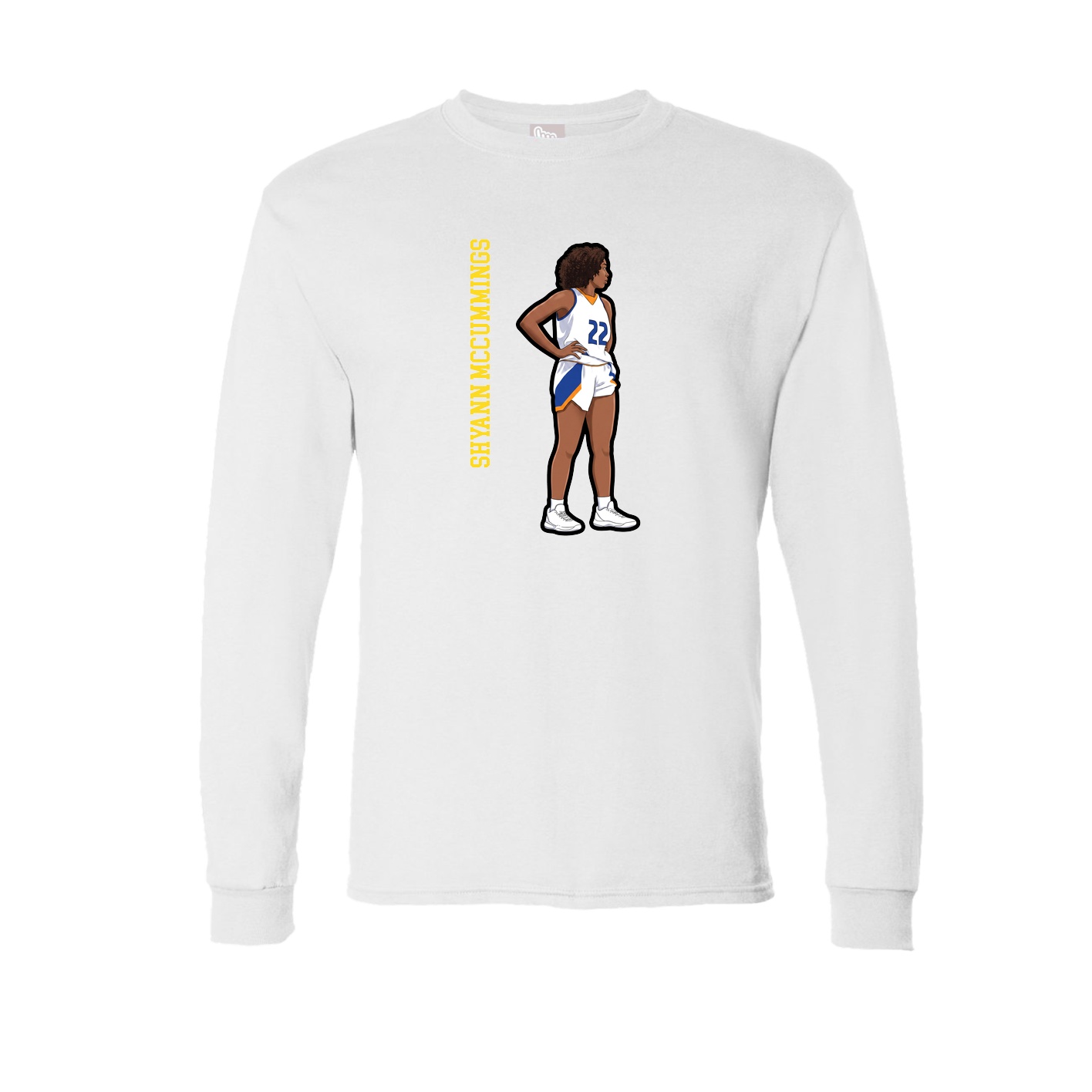 Long Sleeve Tee — Name Vertical in White