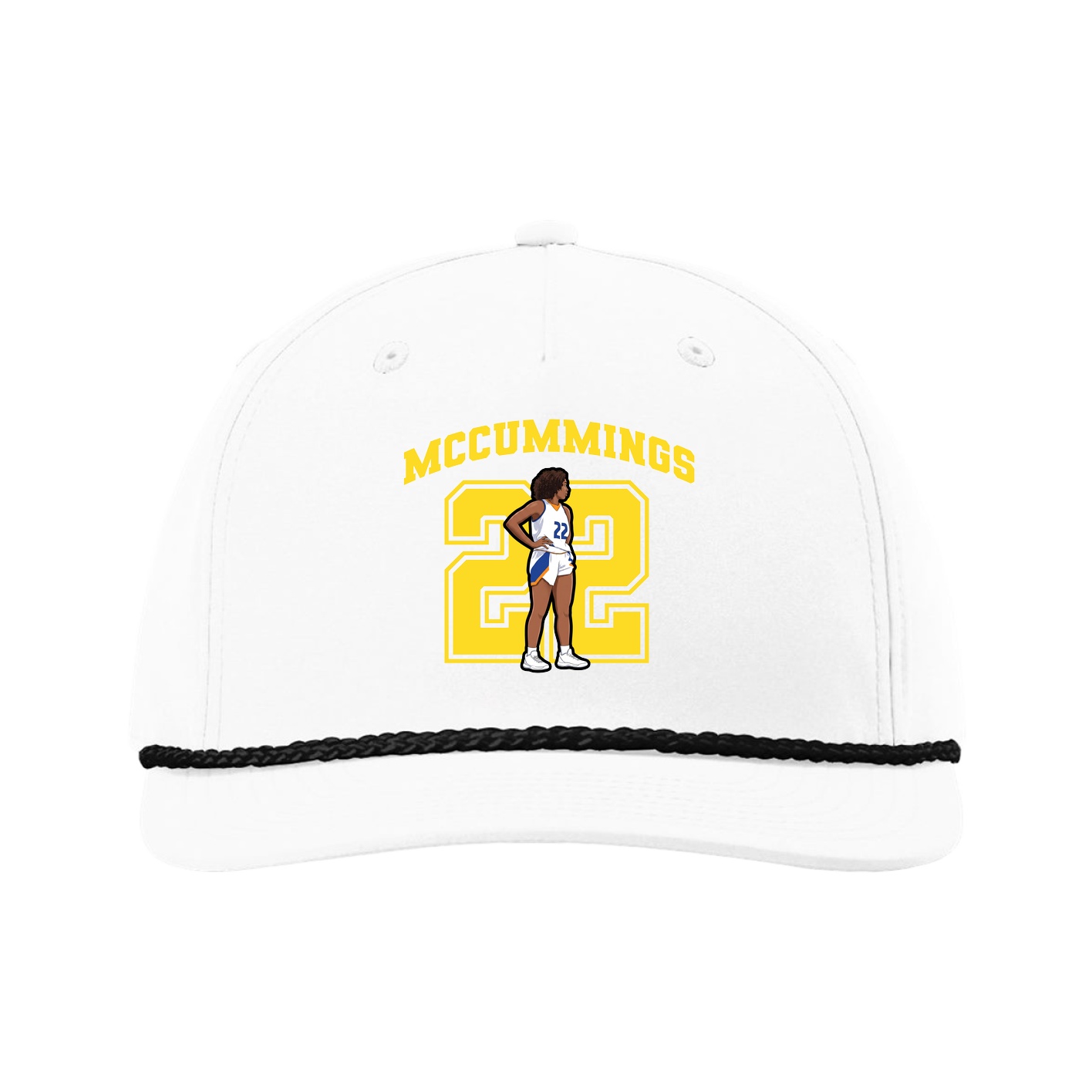 Five-Panel Classic Rope Cap — Number in White