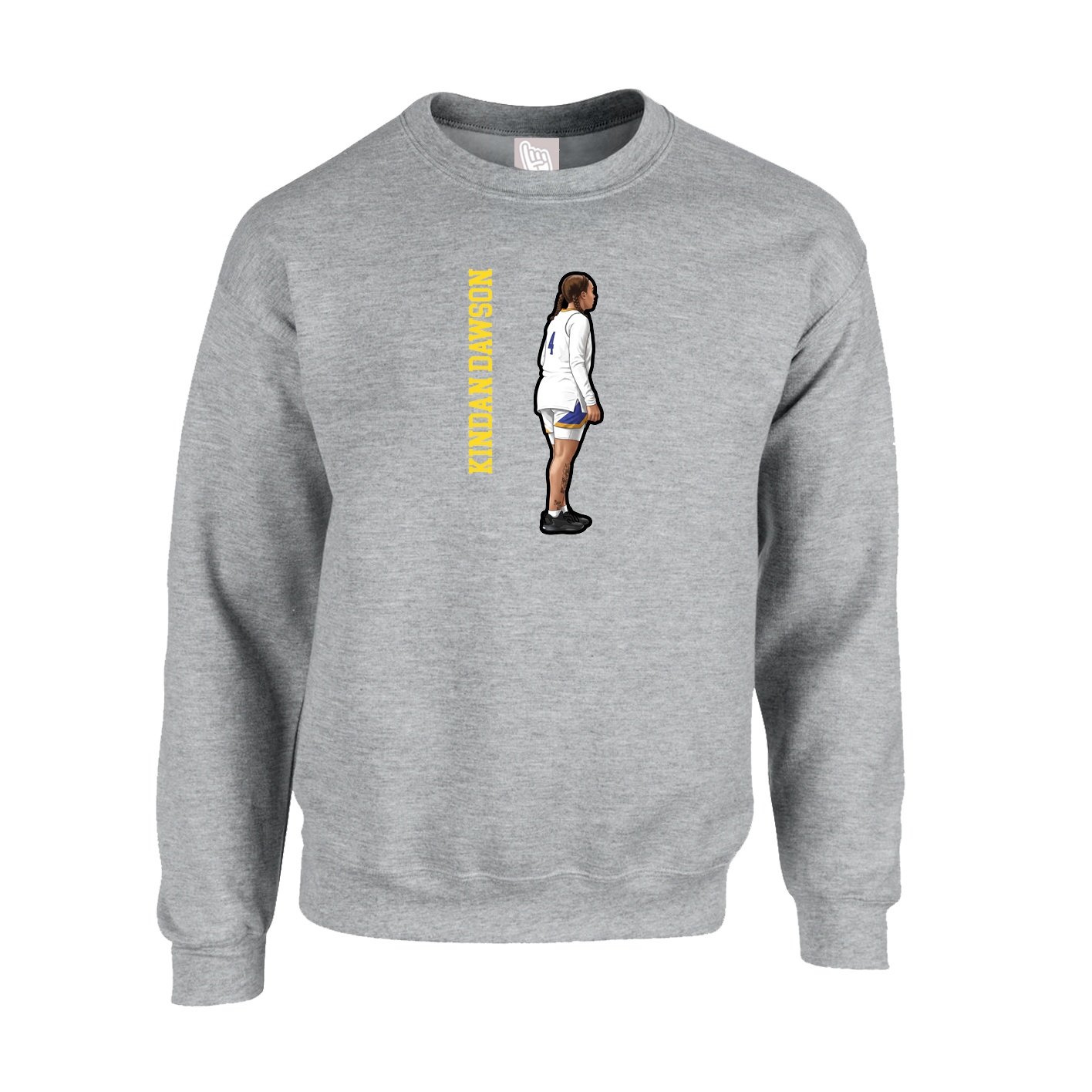 Fleece Crew — Name Vertical in Grey