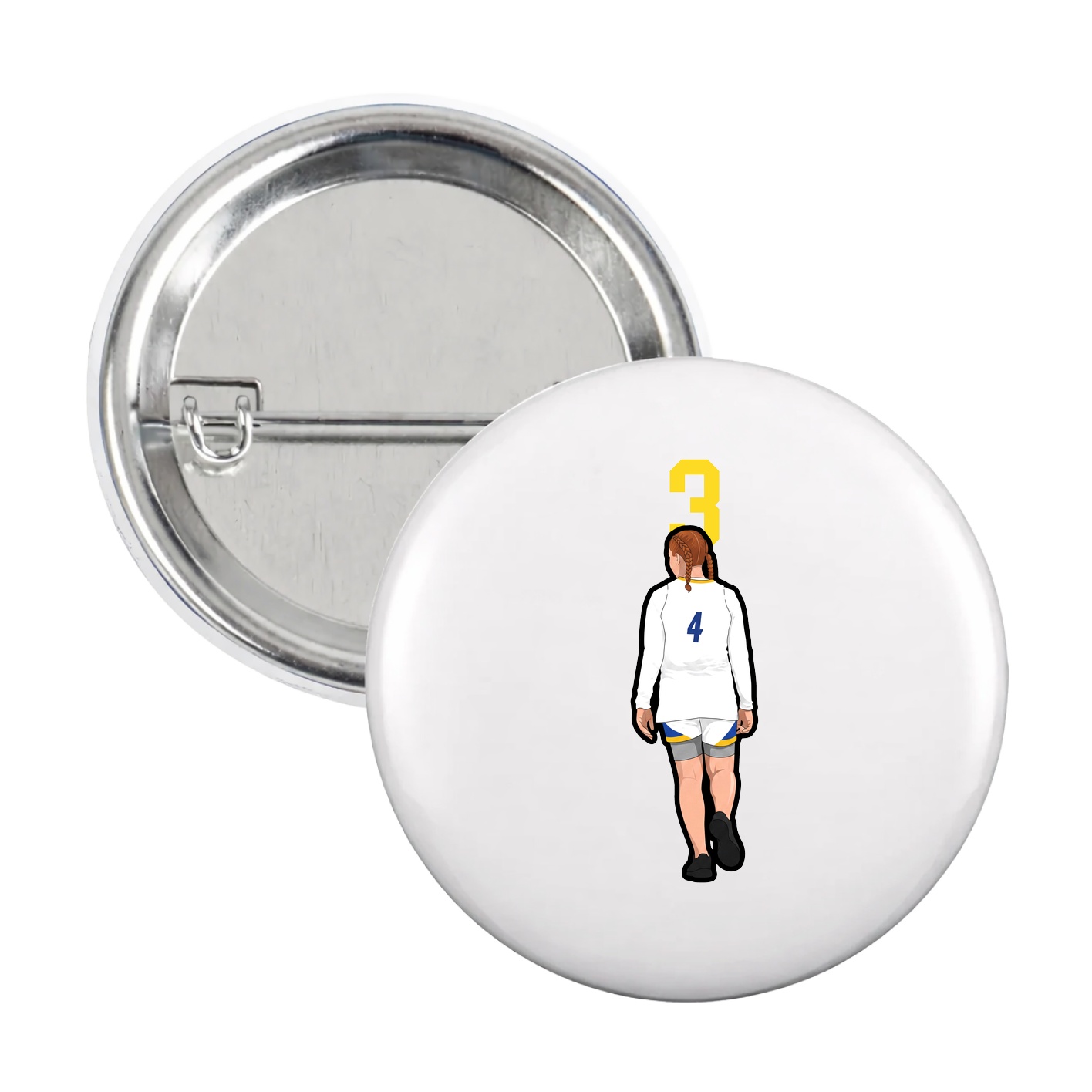Game Day Button — Number Top in White