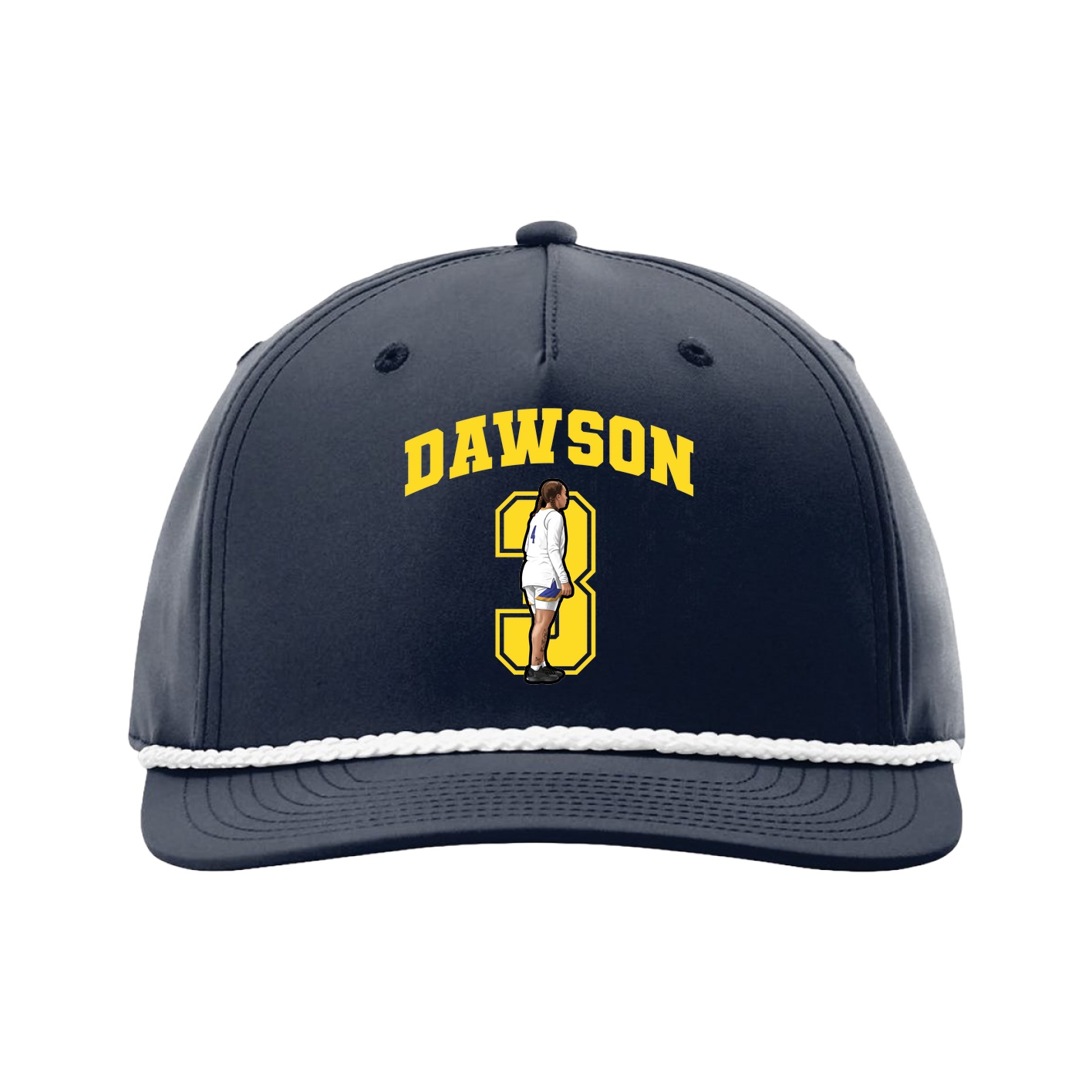 Five-Panel Classic Rope Cap — Number in Navy