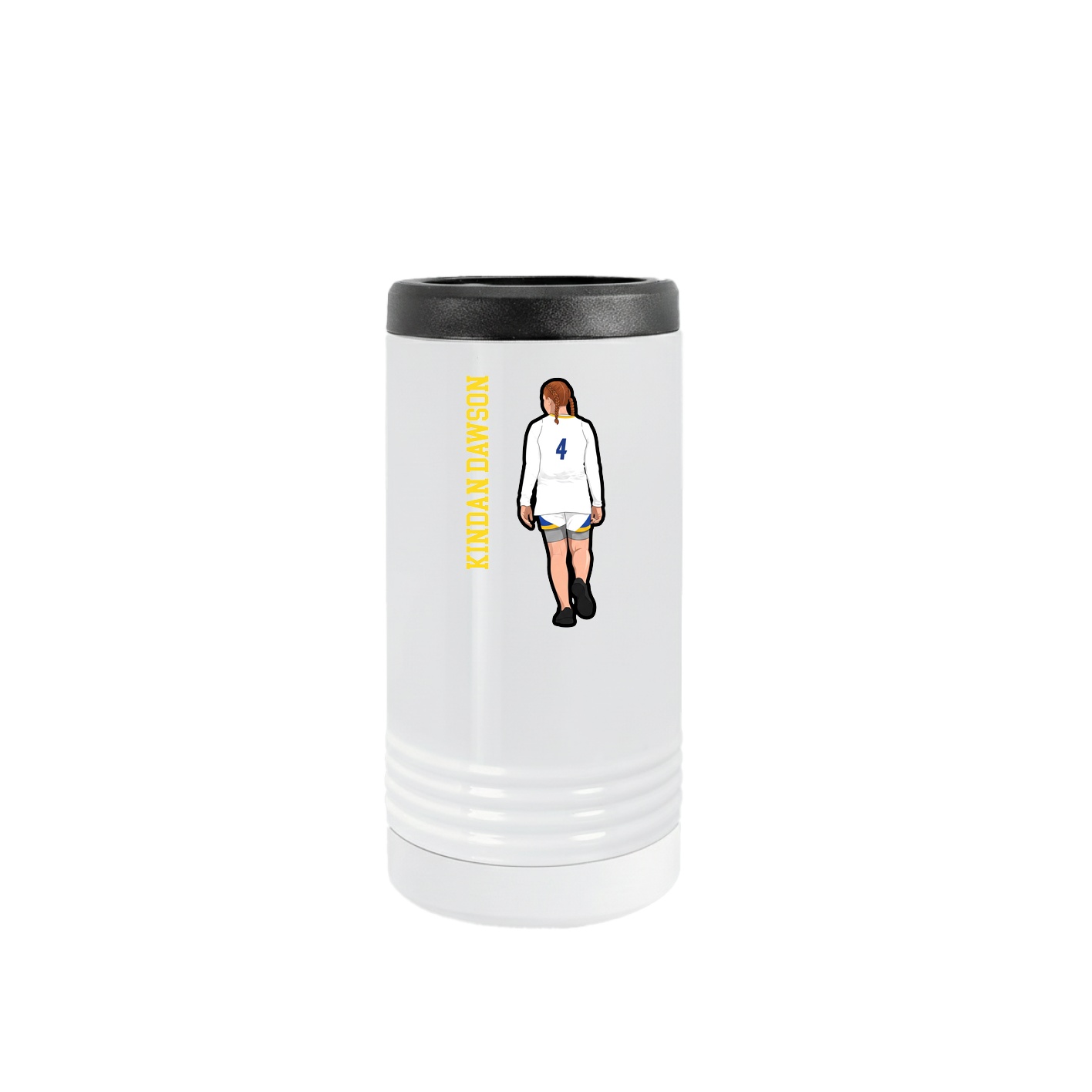 Slim Beverage Holder — Name Vertical in White