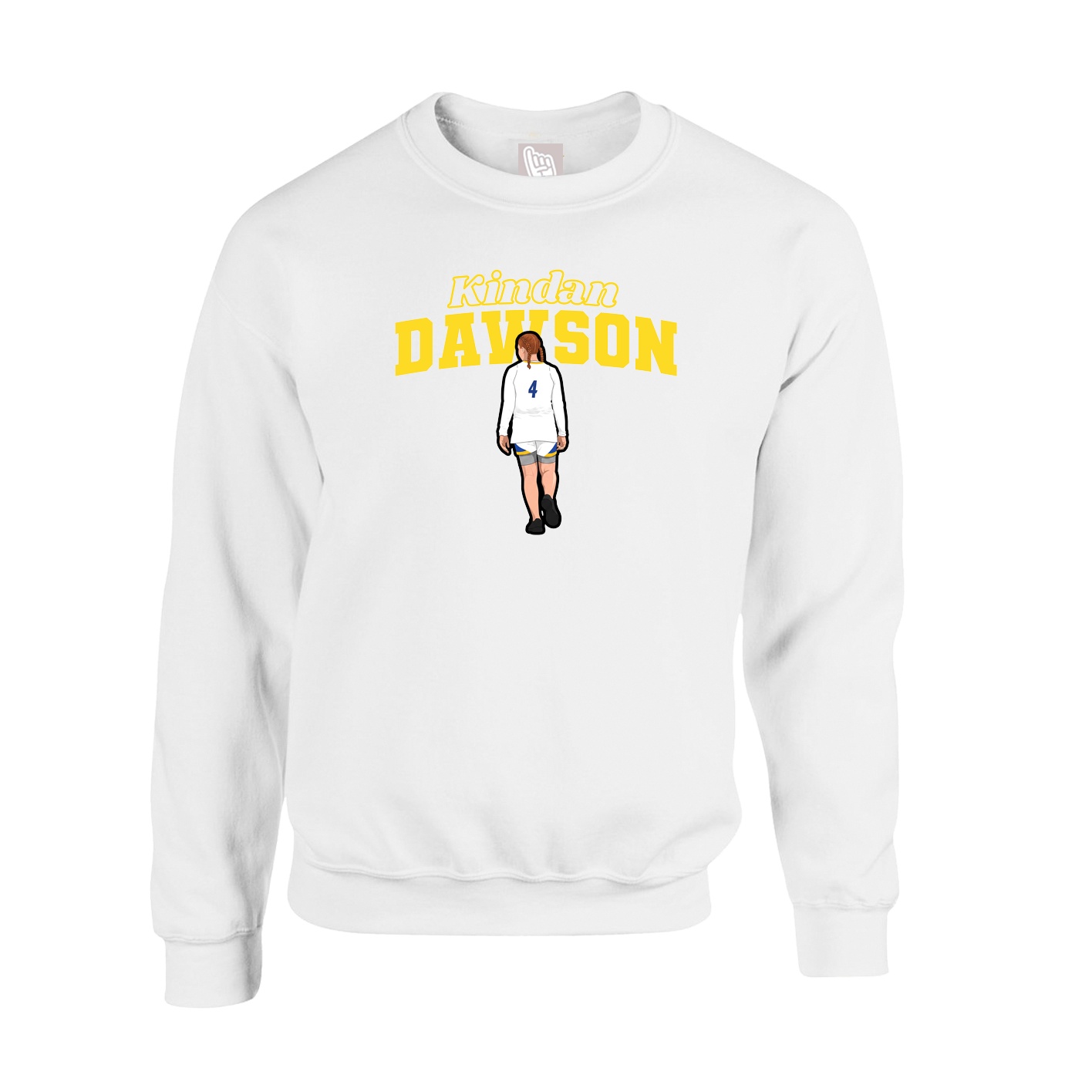 Fleece Crew — Name Arch in White