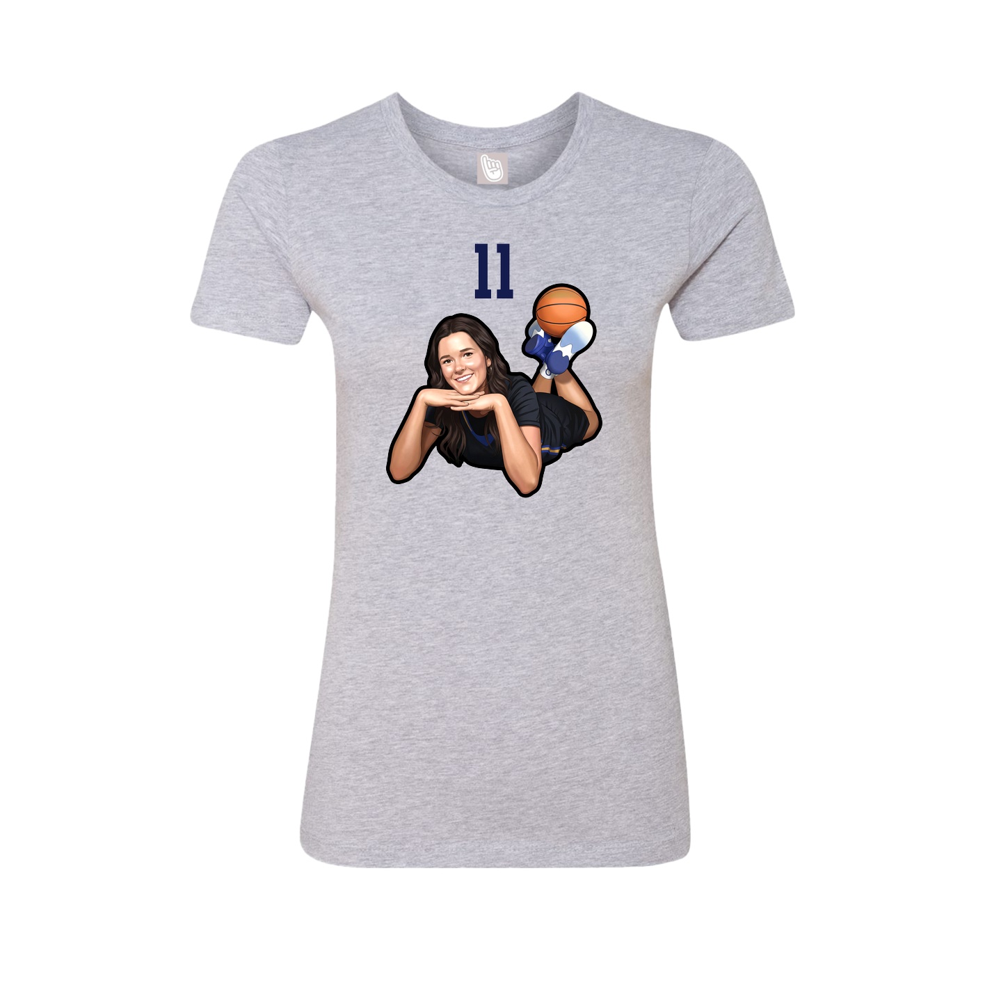 Fitted Women's Tee — Number Top in Grey