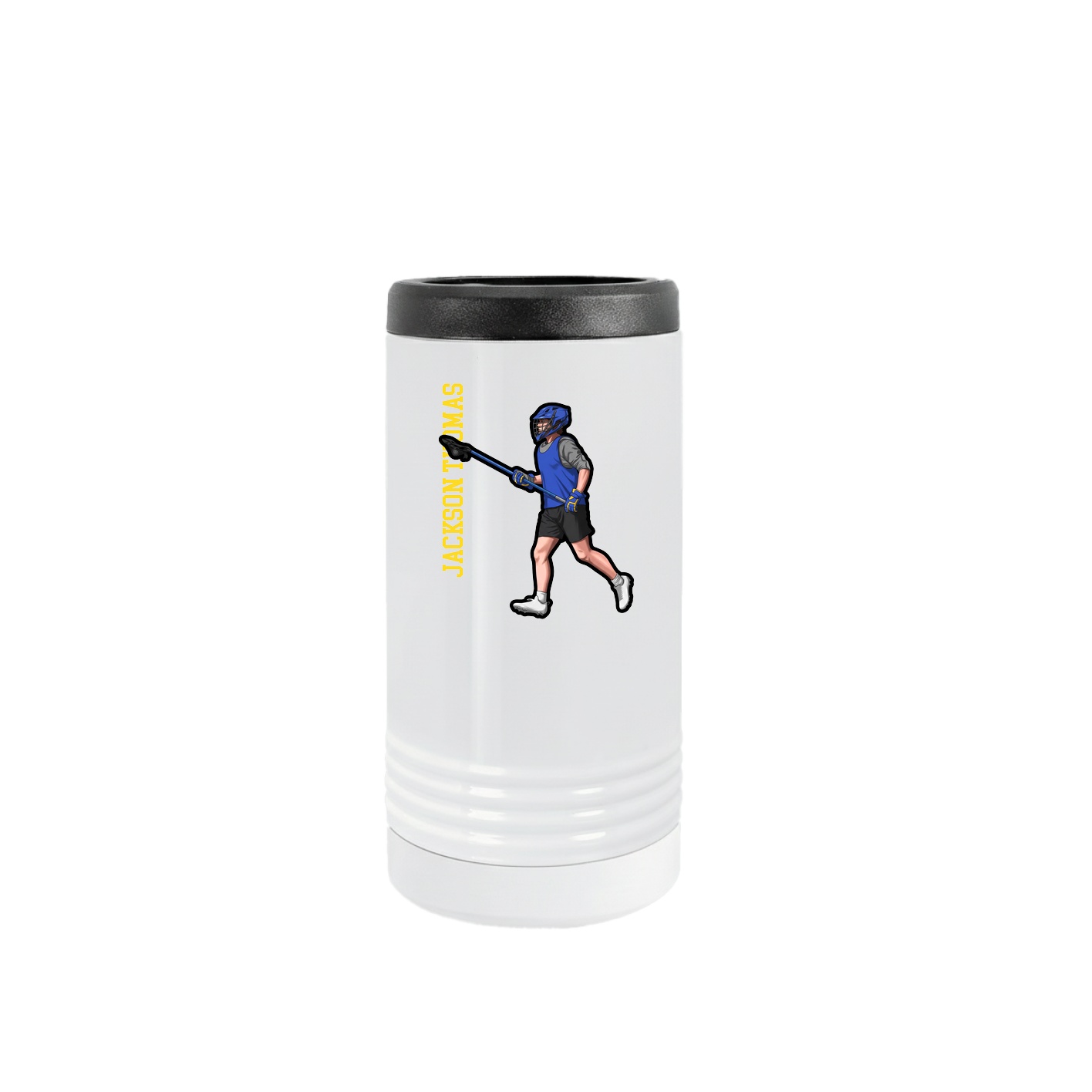 Slim Beverage Holder — Name Vertical in White