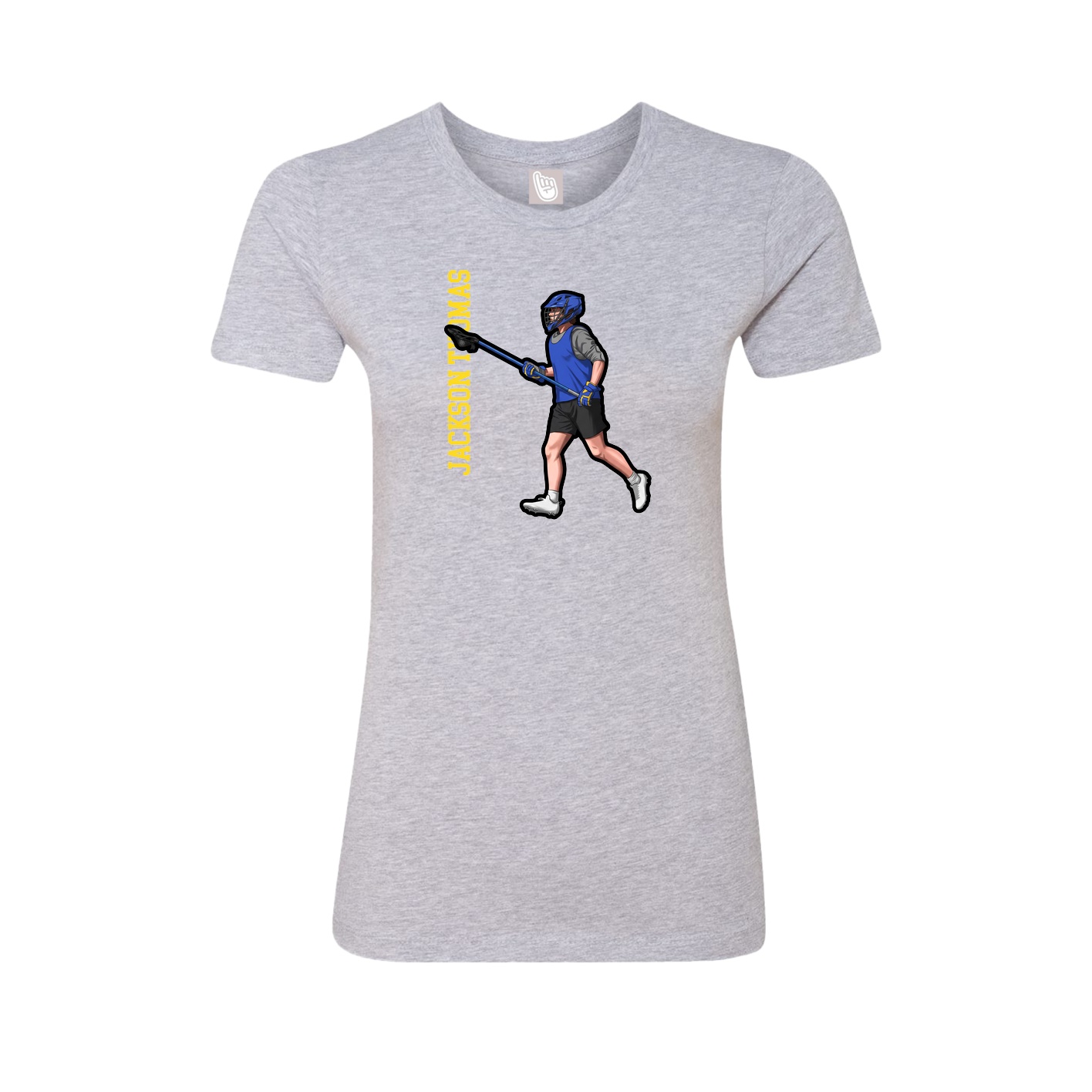 Fitted Women's Tee — Name Vertical in Grey