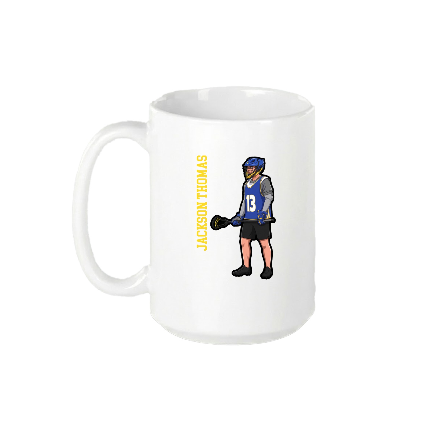 15oz Coffee Mug — Name Vertical in White
