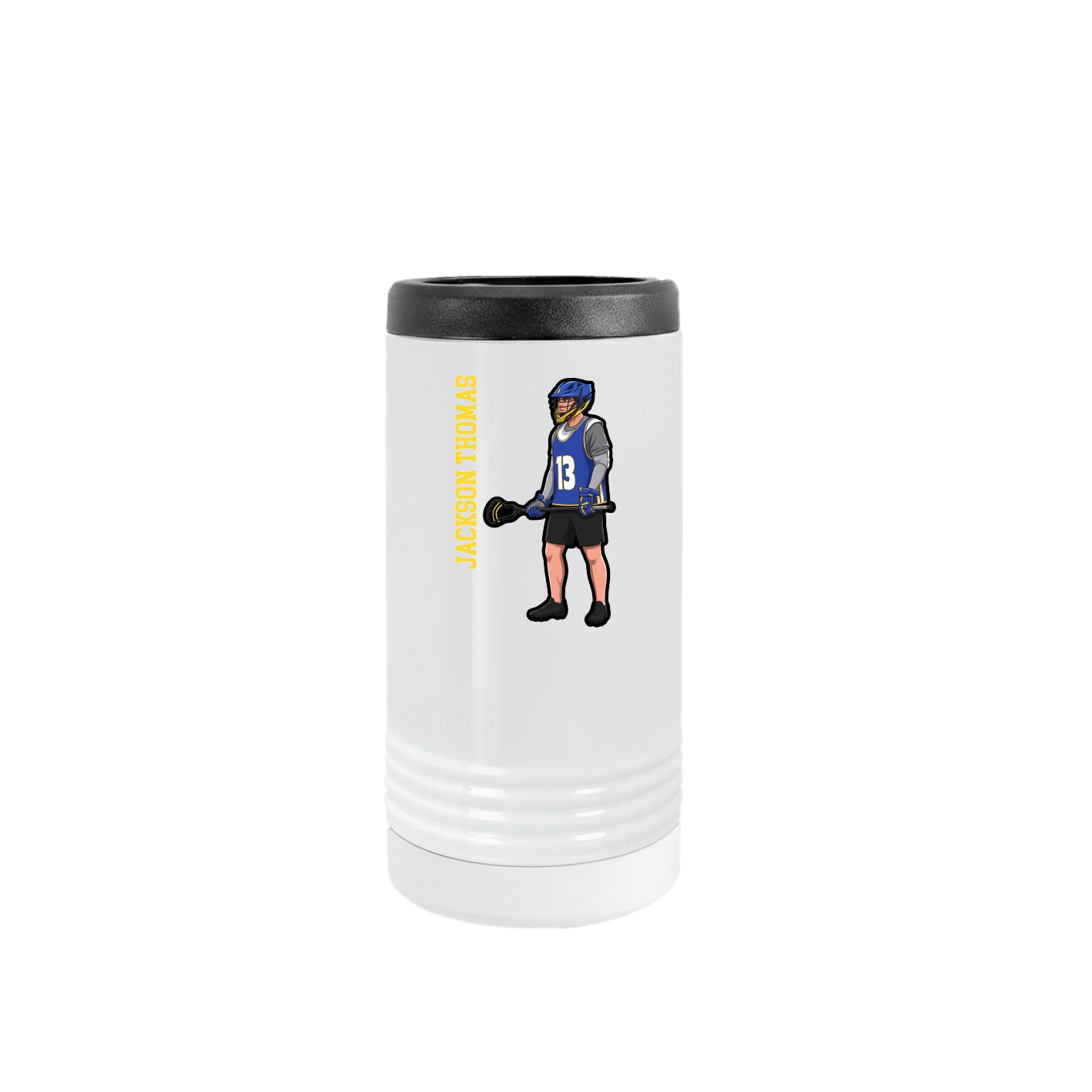 Slim Beverage Holder — Name Vertical in White
