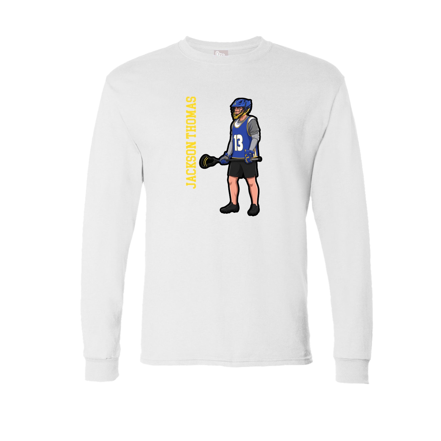 Long Sleeve Tee — Name Vertical in White