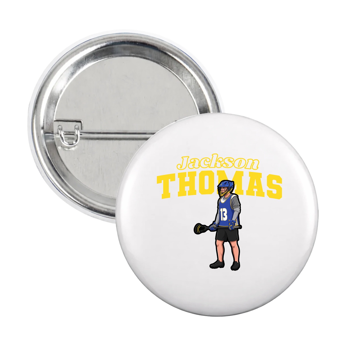 Game Day Button — Name Arch in White
