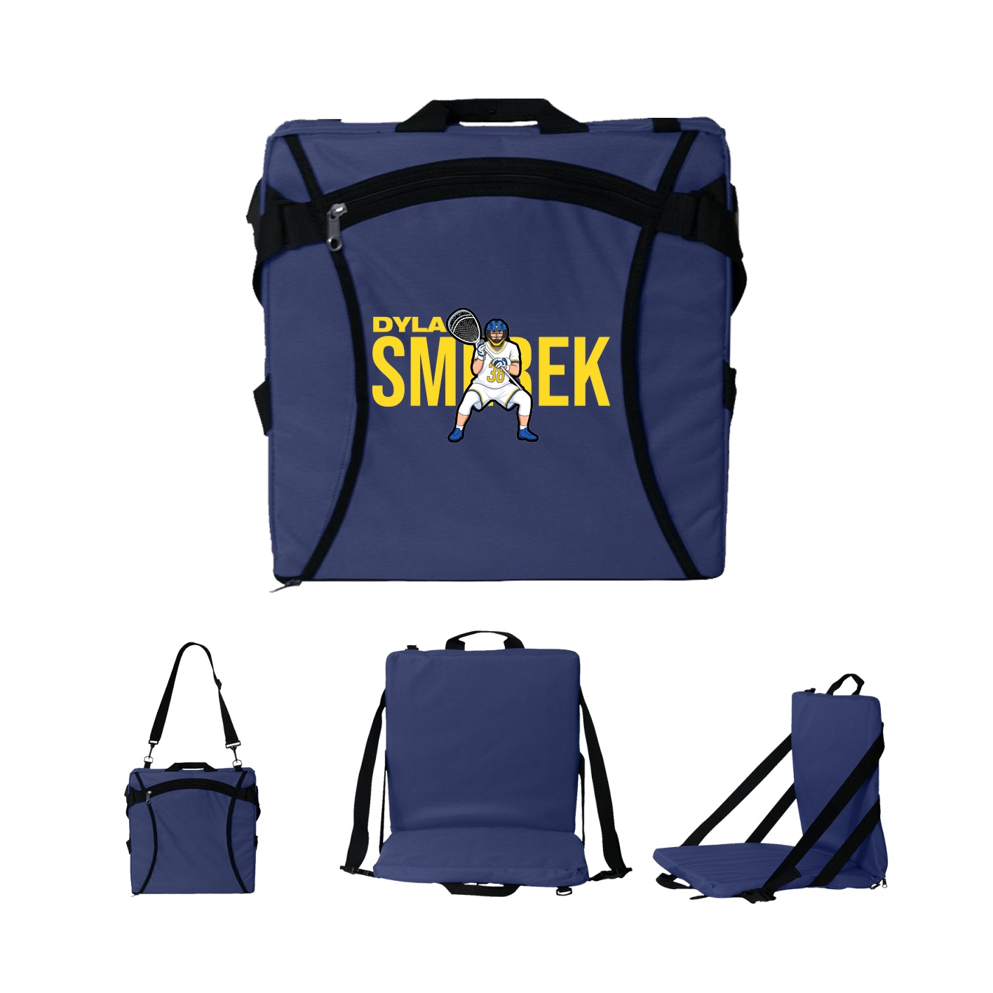 Folding Stadium Seat — Player Name in Navy