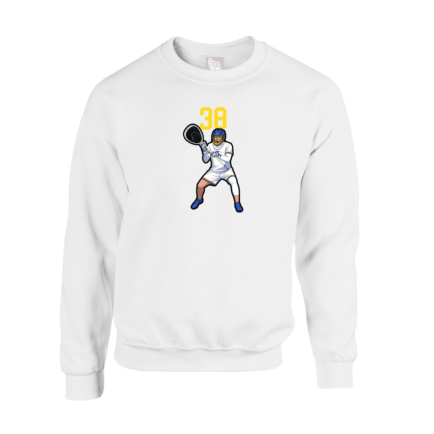 Fleece Crew — Number Top in White