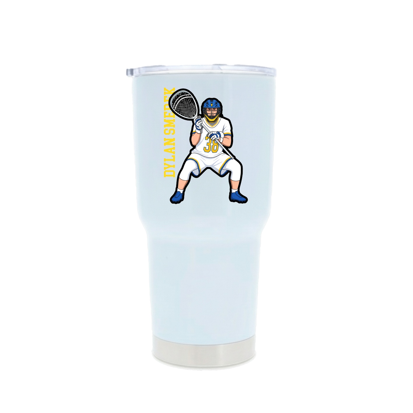 30oz Stainless Steel Tumbler — Name Vertical in White