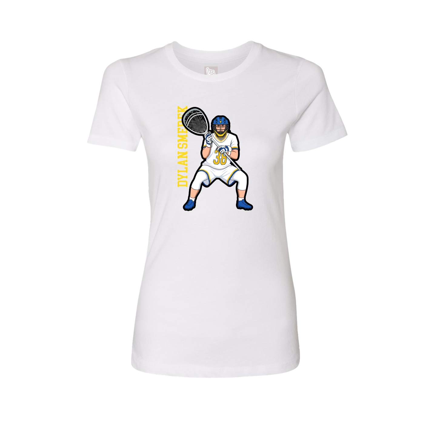 Fitted Women's Tee — Name Vertical in White
