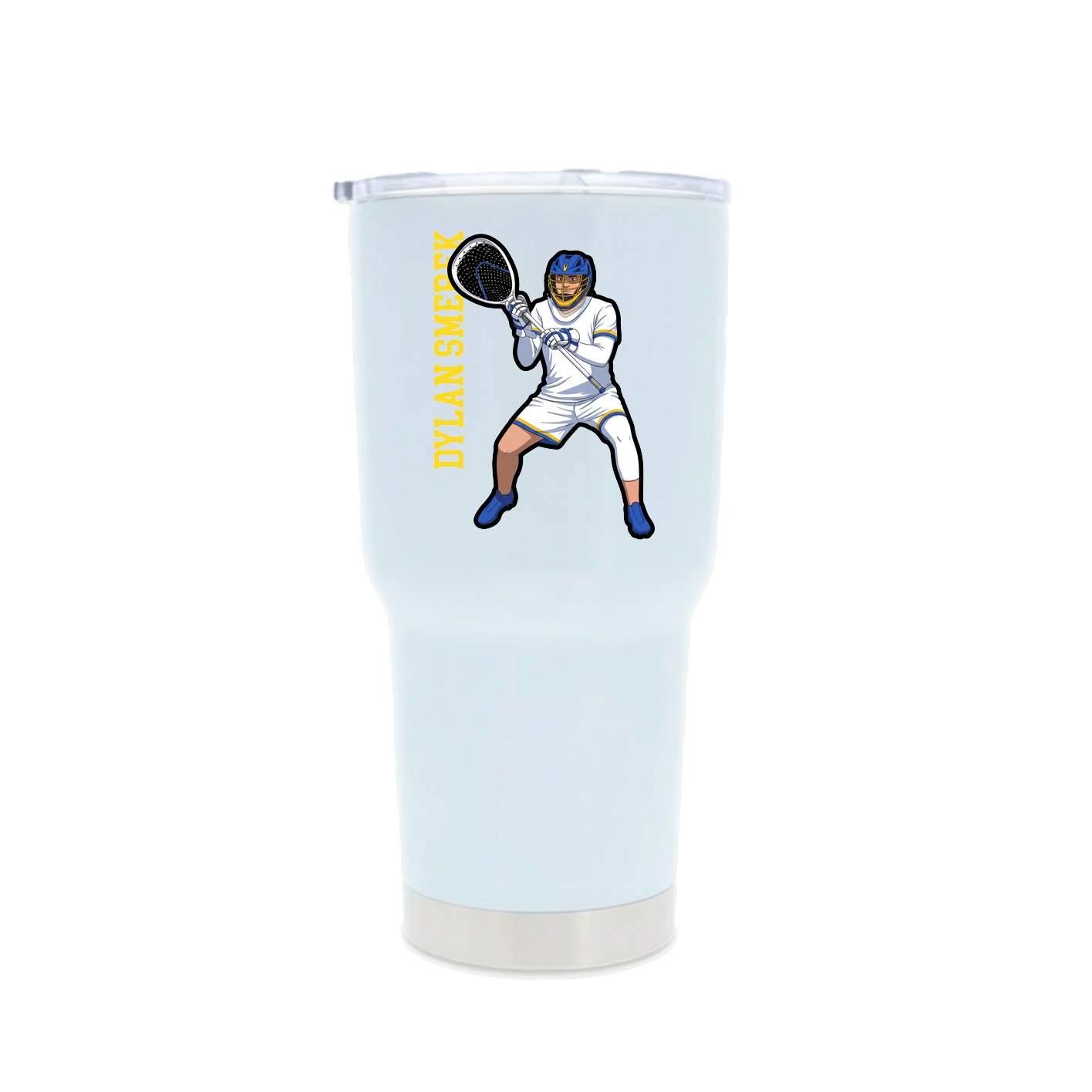 30oz Stainless Steel Tumbler — Name Vertical in White