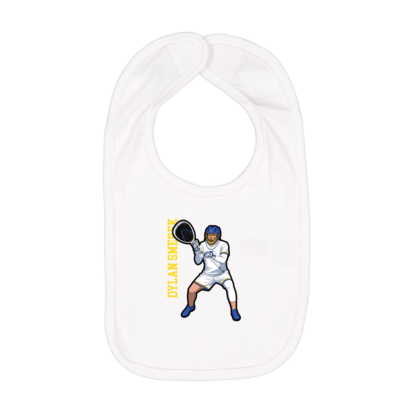 Infant Bib — Name Vertical in White