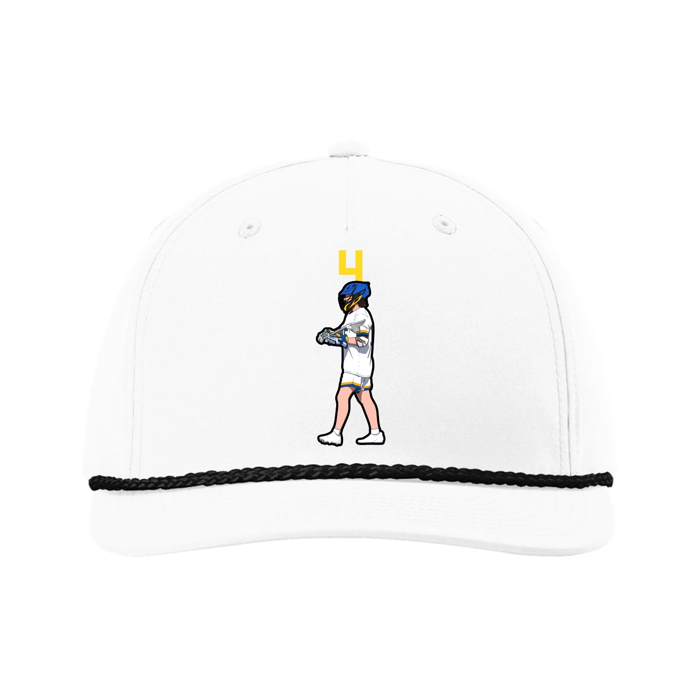 Five-Panel Classic Rope Cap — Number Top in White