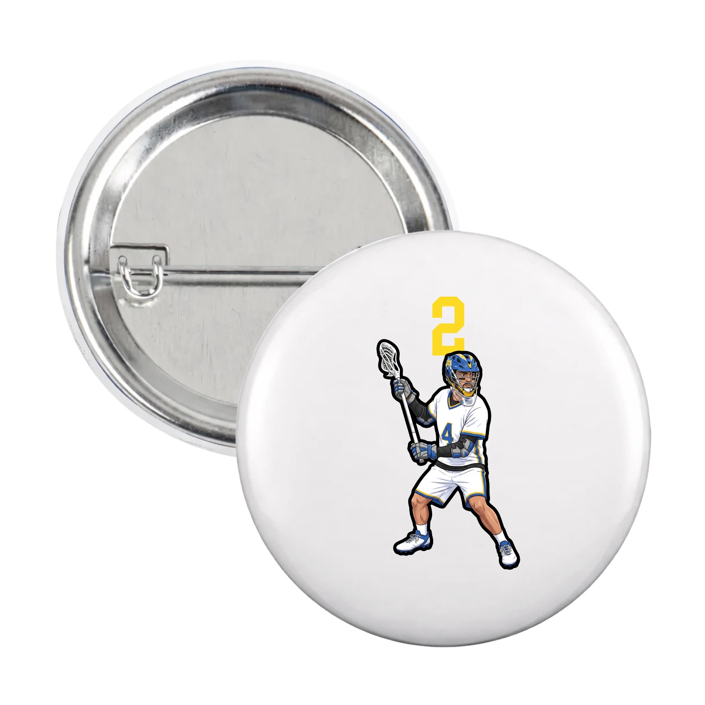 Game Day Button — Number Top in White