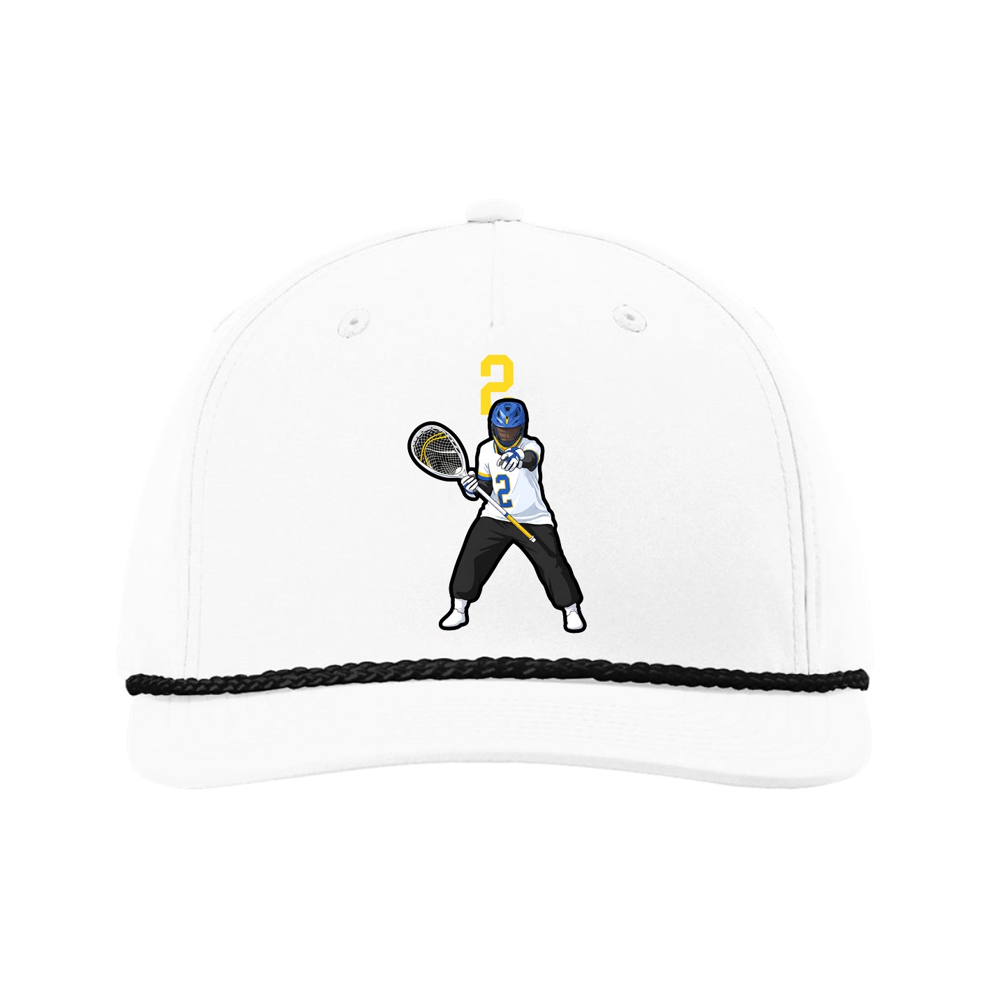 Five-Panel Classic Rope Cap — Number Top in White