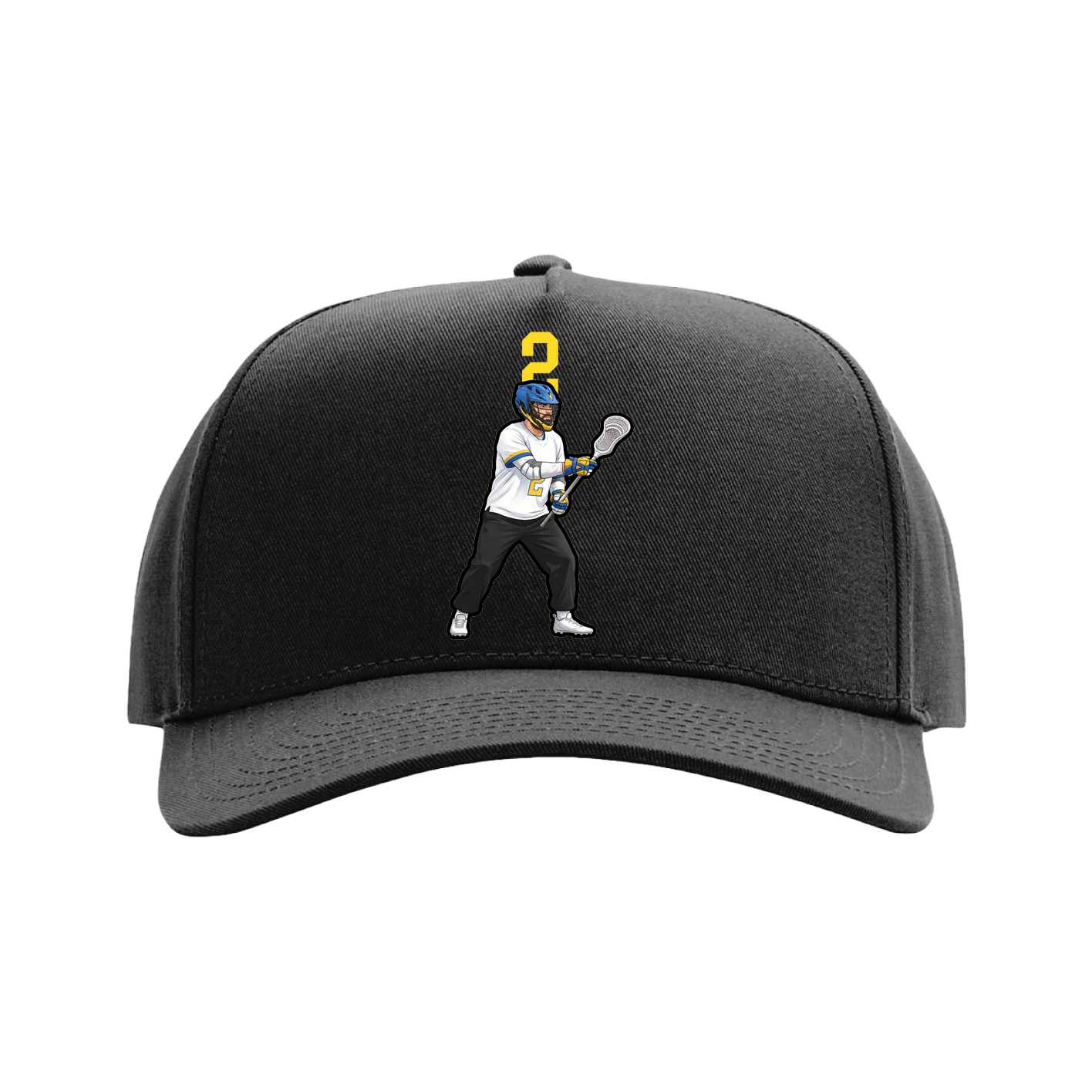 Full Fabric Five-Panel Champ Cap — Number Top in Black