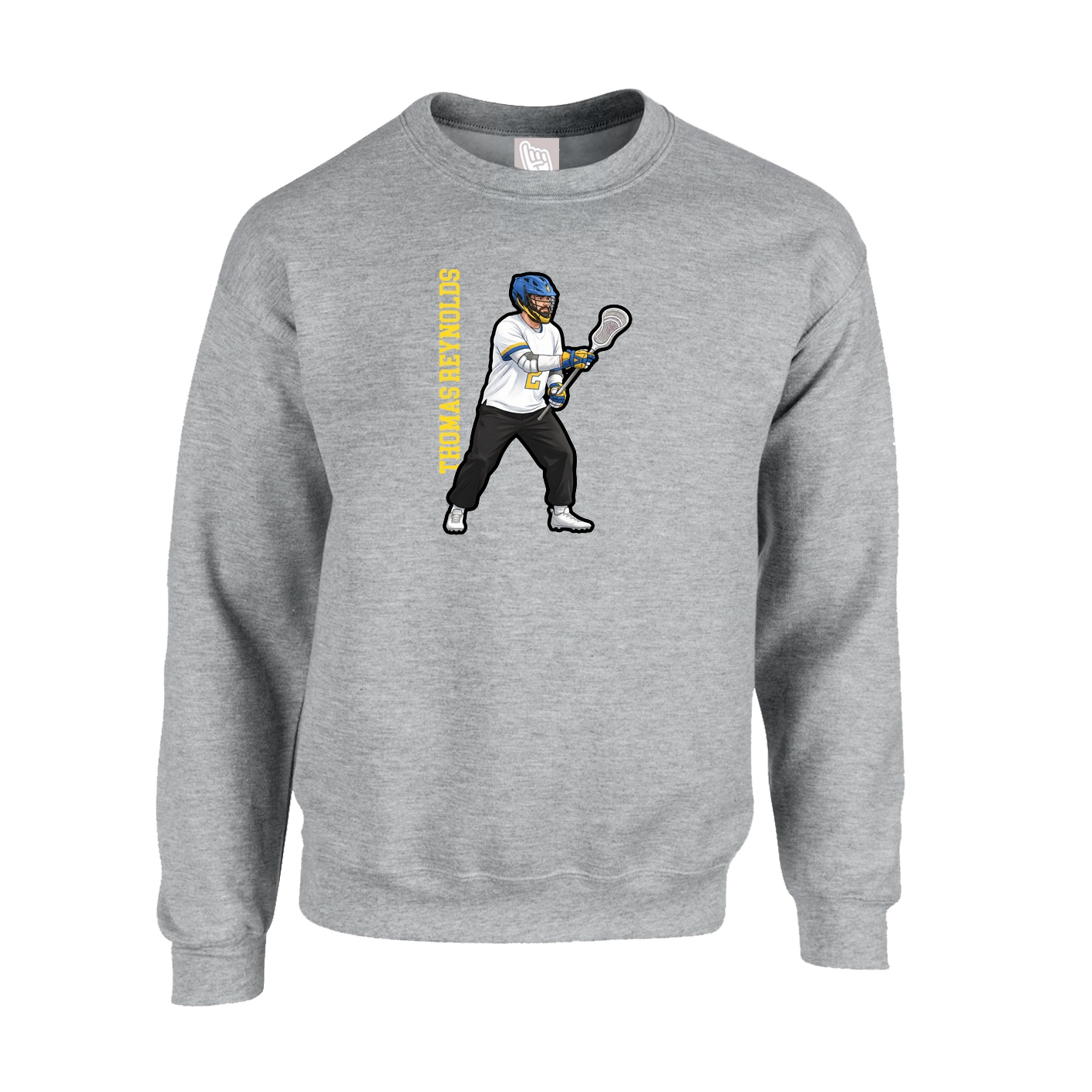 Fleece Crew — Name Vertical in Grey