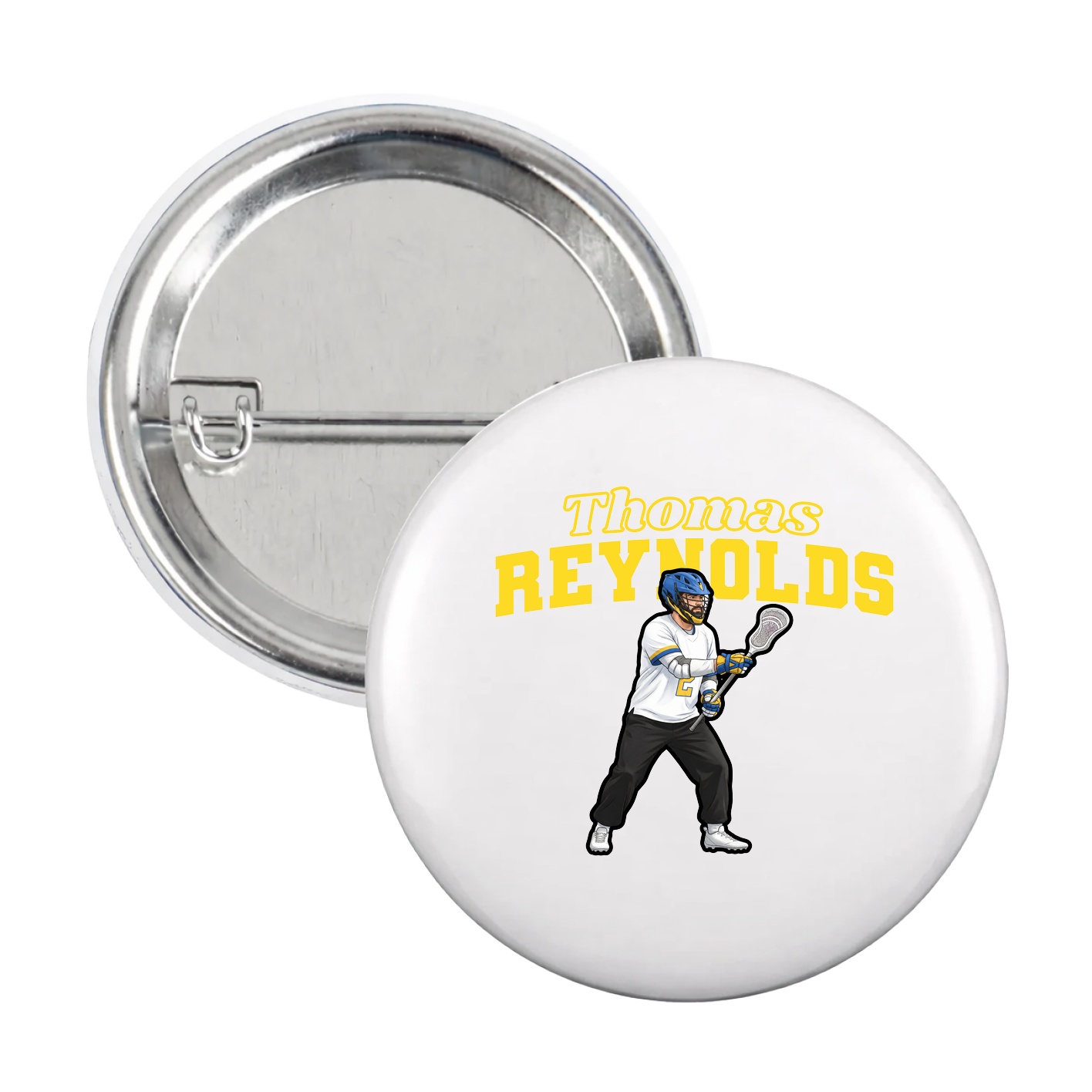 Game Day Button — Name Arch in White
