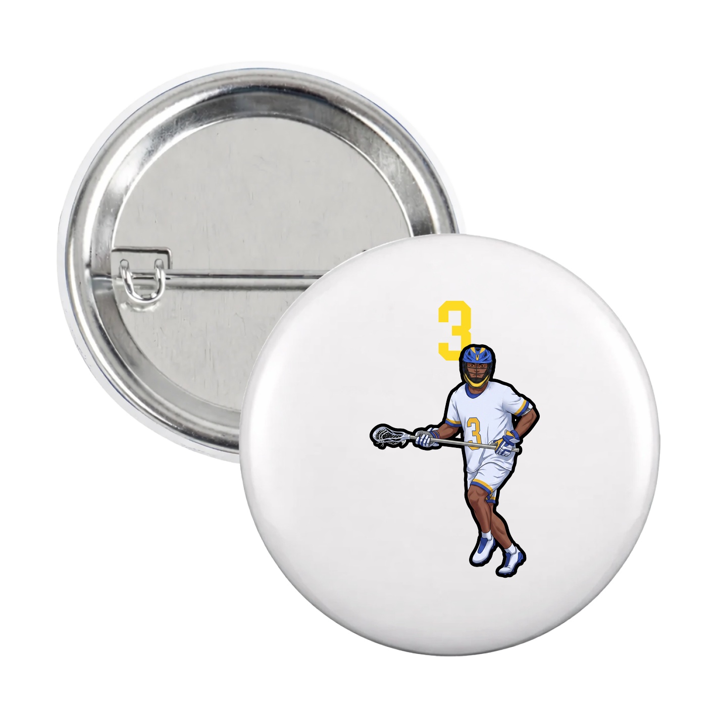 Game Day Button — Number Top in White