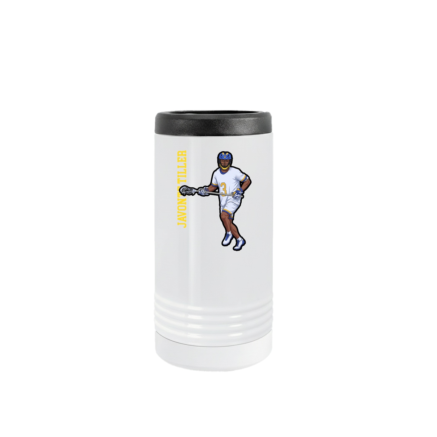 Slim Beverage Holder — Name Vertical in White