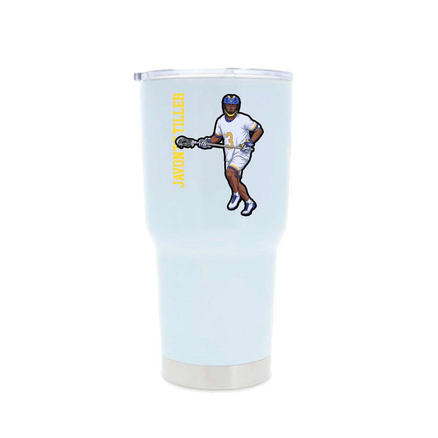 30oz Stainless Steel Tumbler — Name Vertical in White