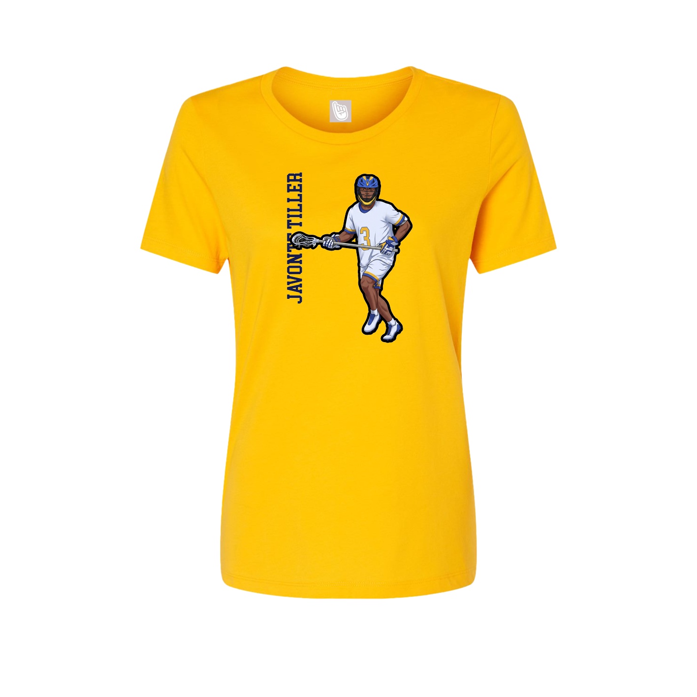 Fitted Women's Tee — Name Vertical in Gold