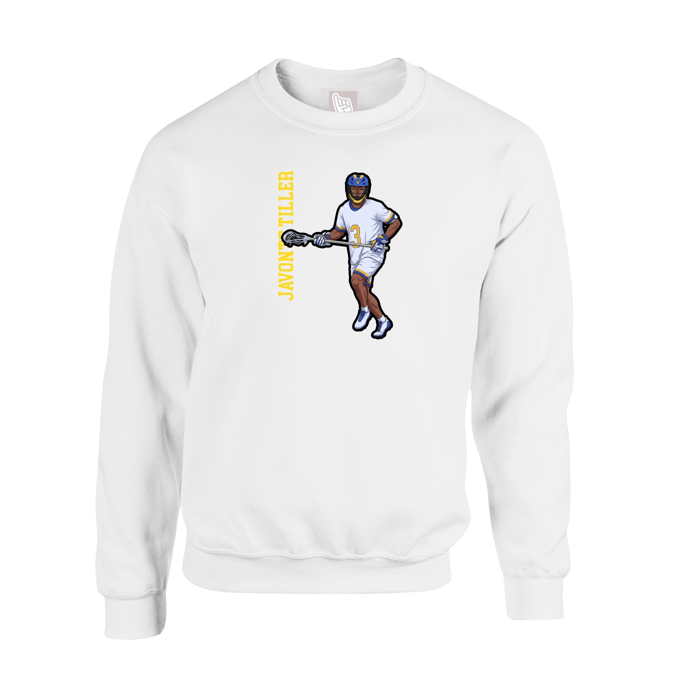 Fleece Crew — Name Vertical in White