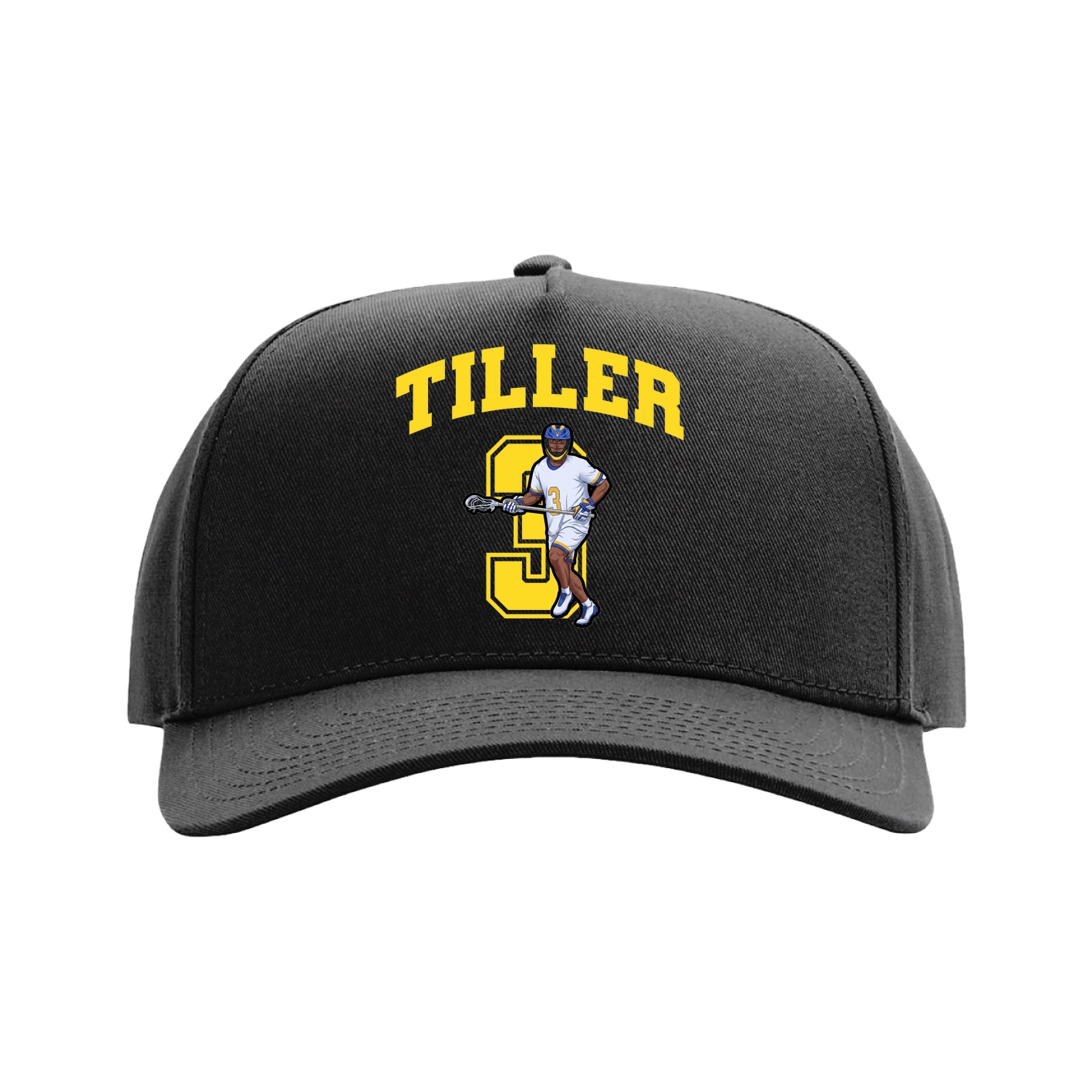 Full Fabric Five-Panel Champ Cap — Number in Black