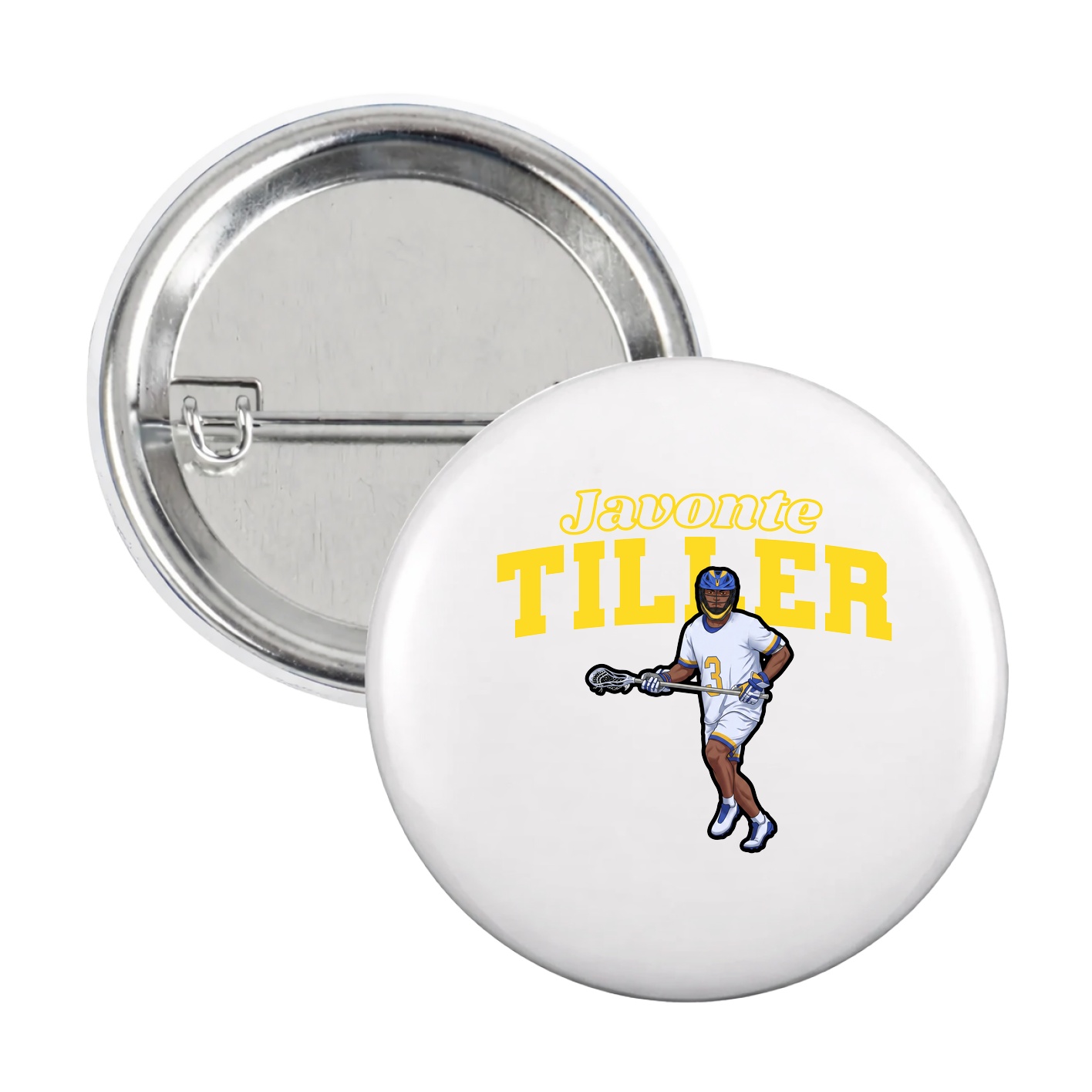 Game Day Button — Name Arch in White
