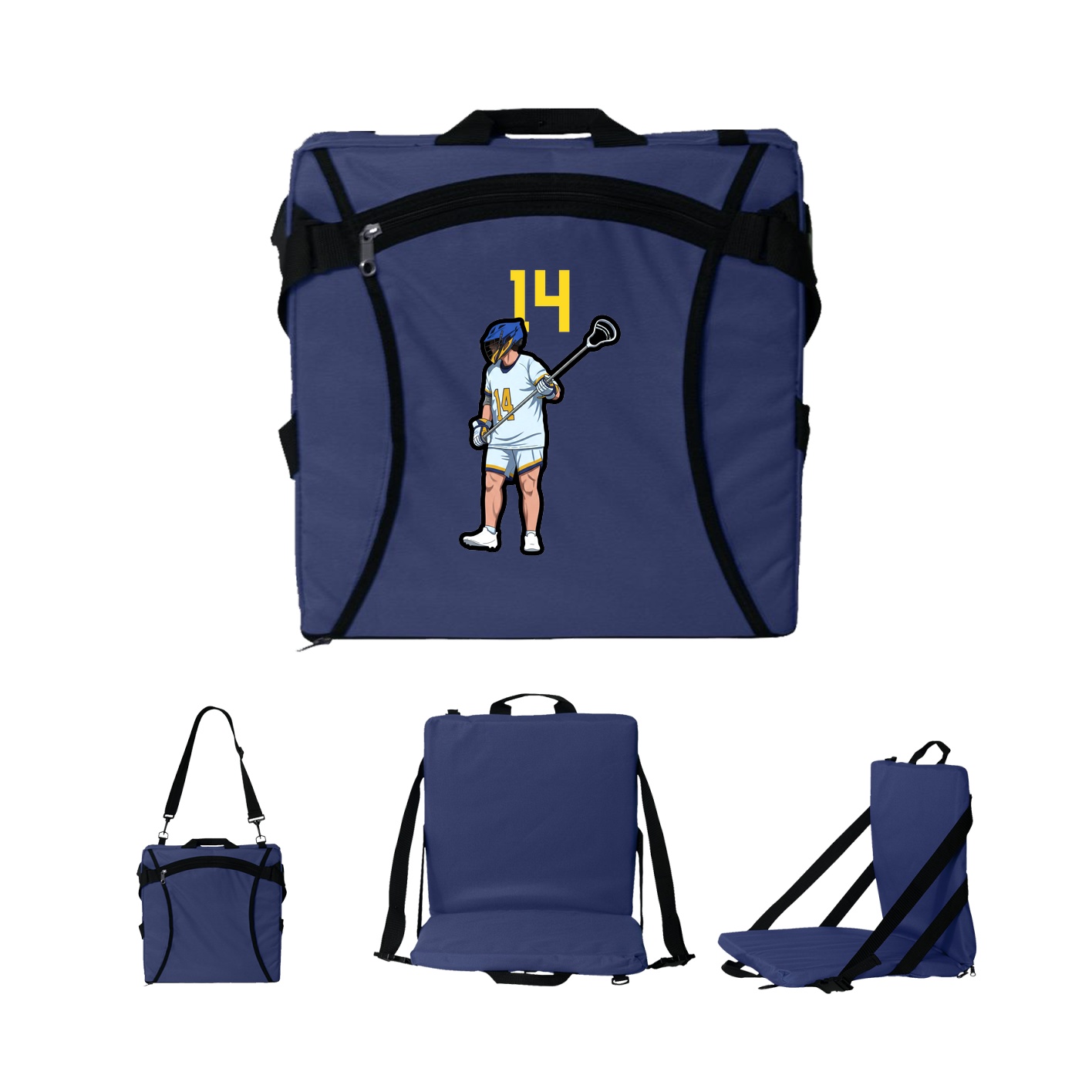 Folding Stadium Seat — Number Top in Navy