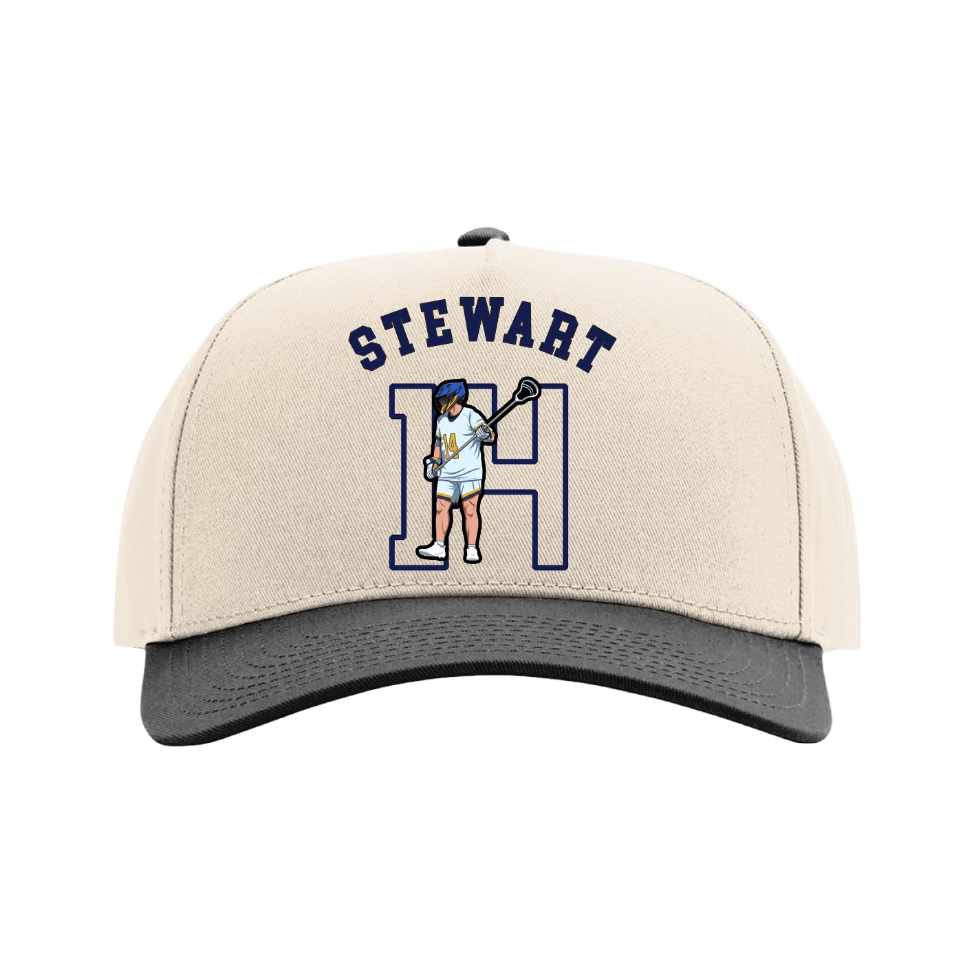 Full Fabric Five-Panel Champ Cap — Shirsey Arch in Cream/Black