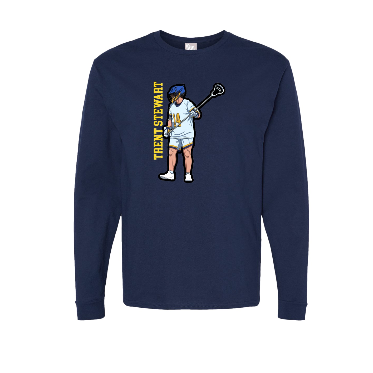 Long Sleeve Tee — Name Vertical in Navy