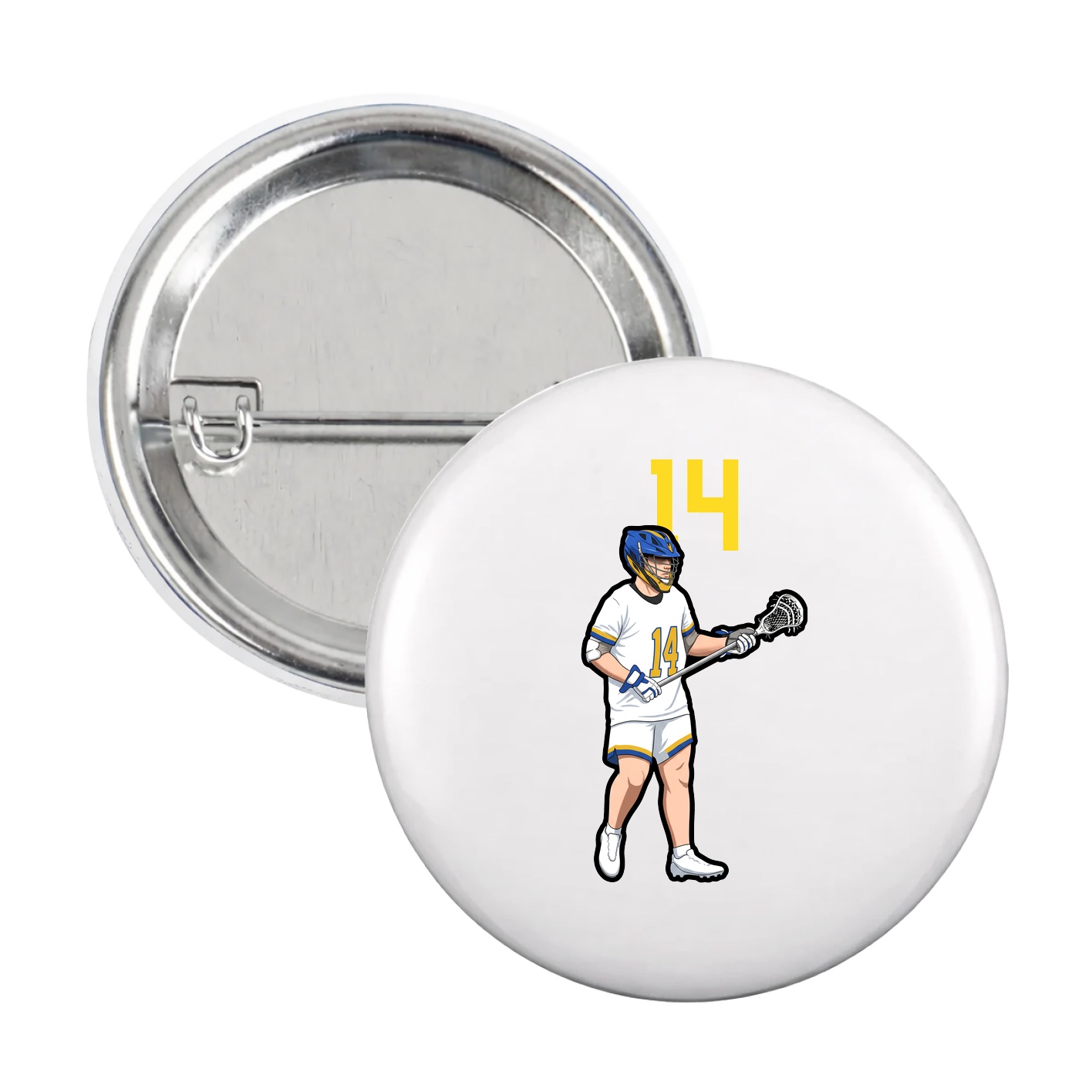 Game Day Button — Number Top in White