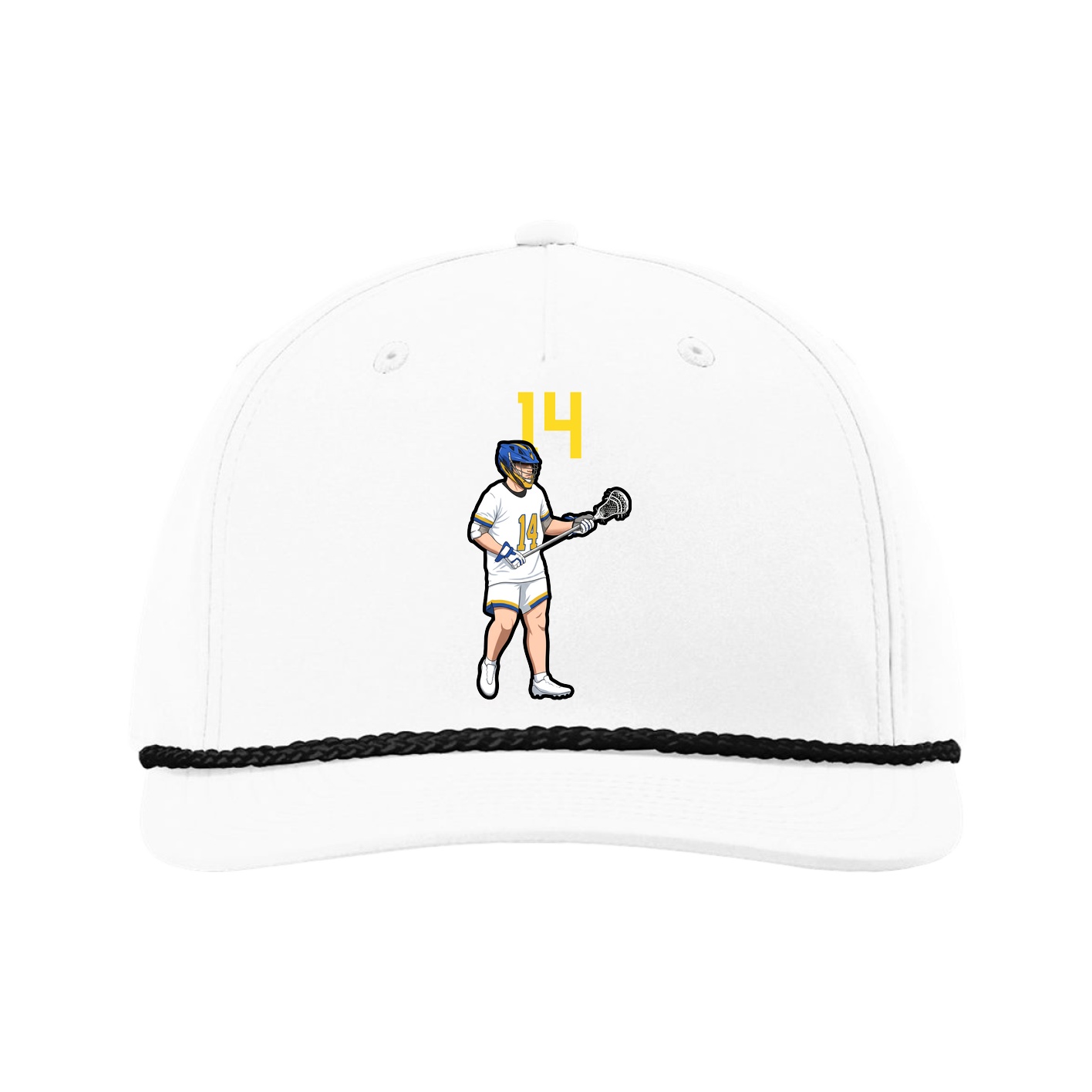 Five-Panel Classic Rope Cap — Number Top in White