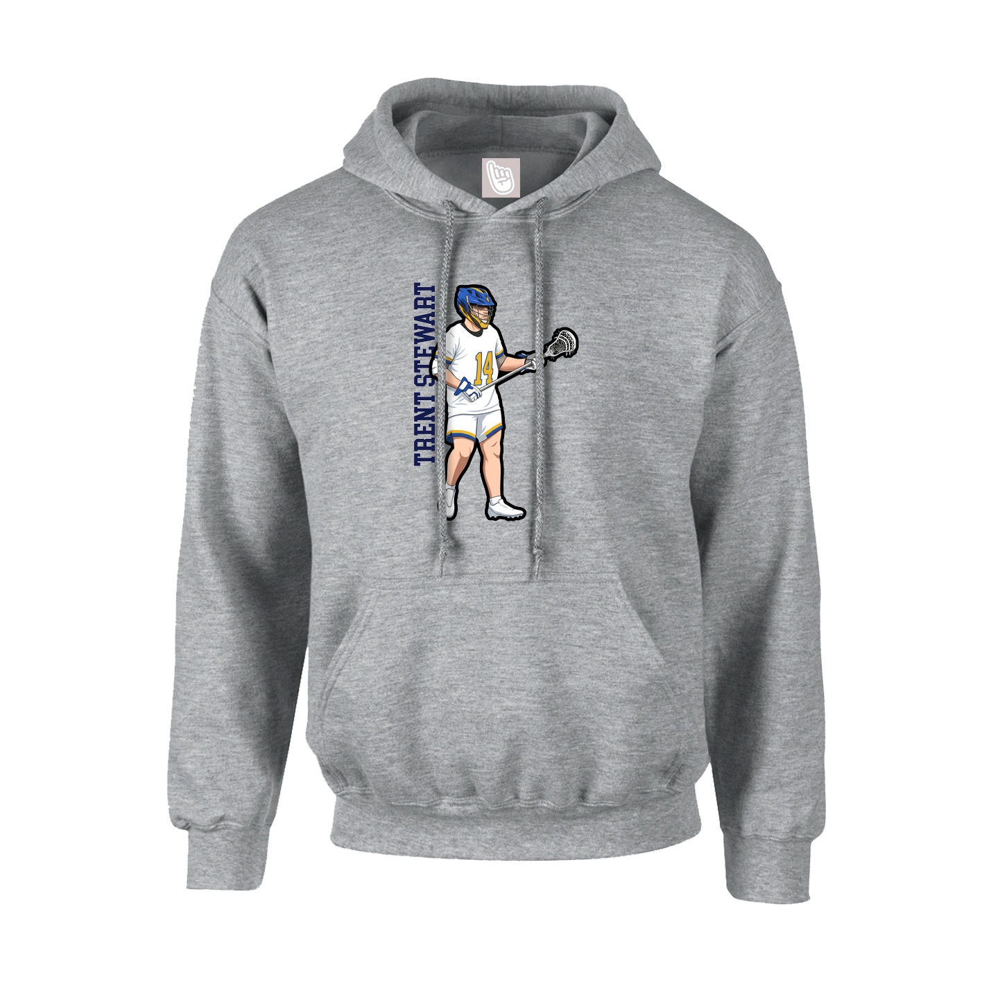 Hoodie — Name Vertical in Grey