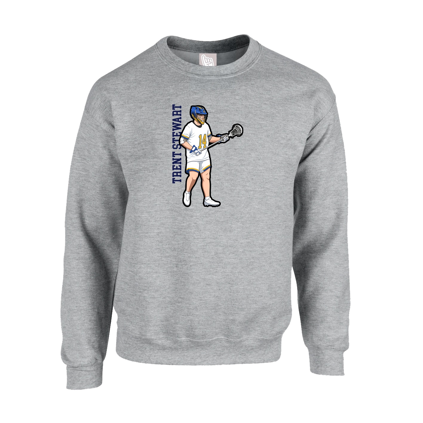 Fleece Crew — Name Vertical in Grey
