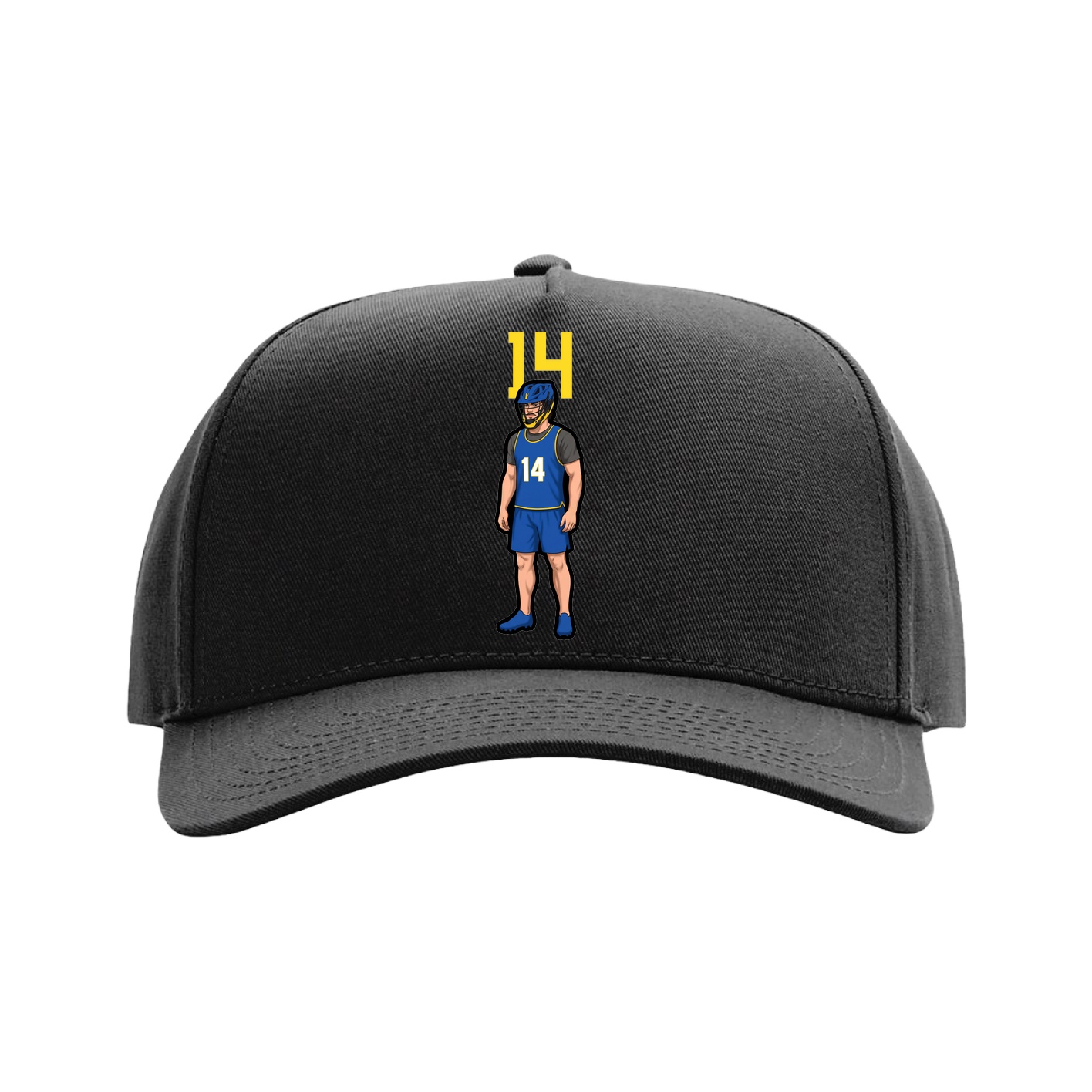 Full Fabric Five-Panel Champ Cap — Number Top in Black