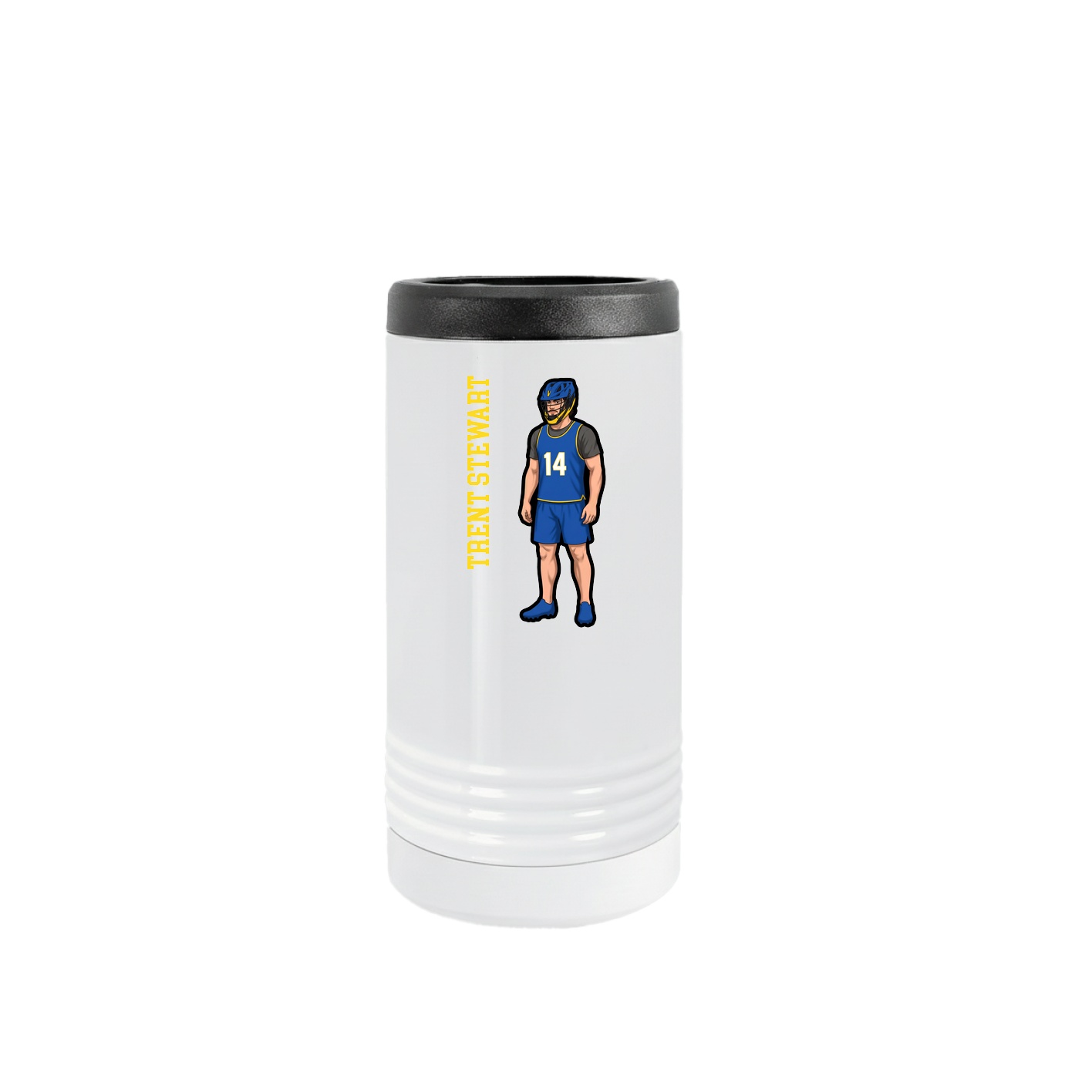 Slim Beverage Holder — Name Vertical in White