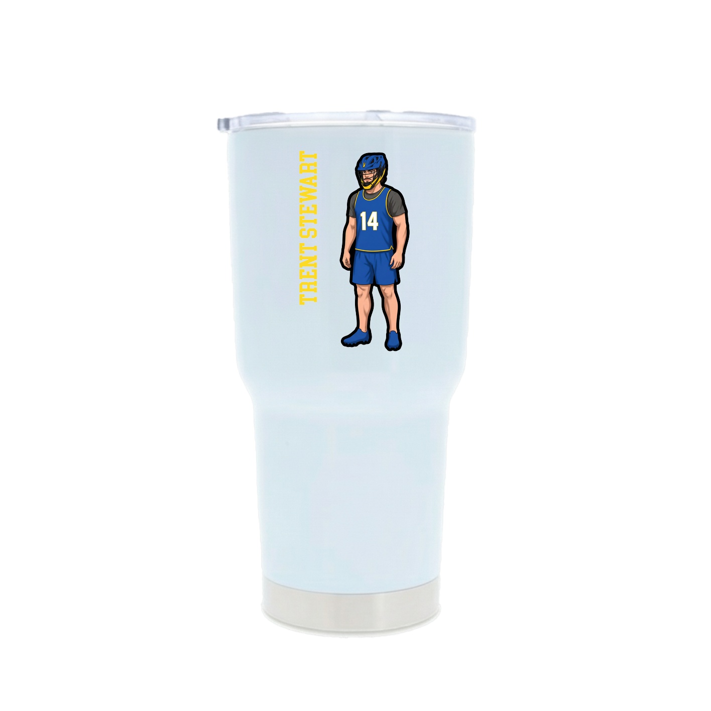 30oz Stainless Steel Tumbler — Name Vertical in White