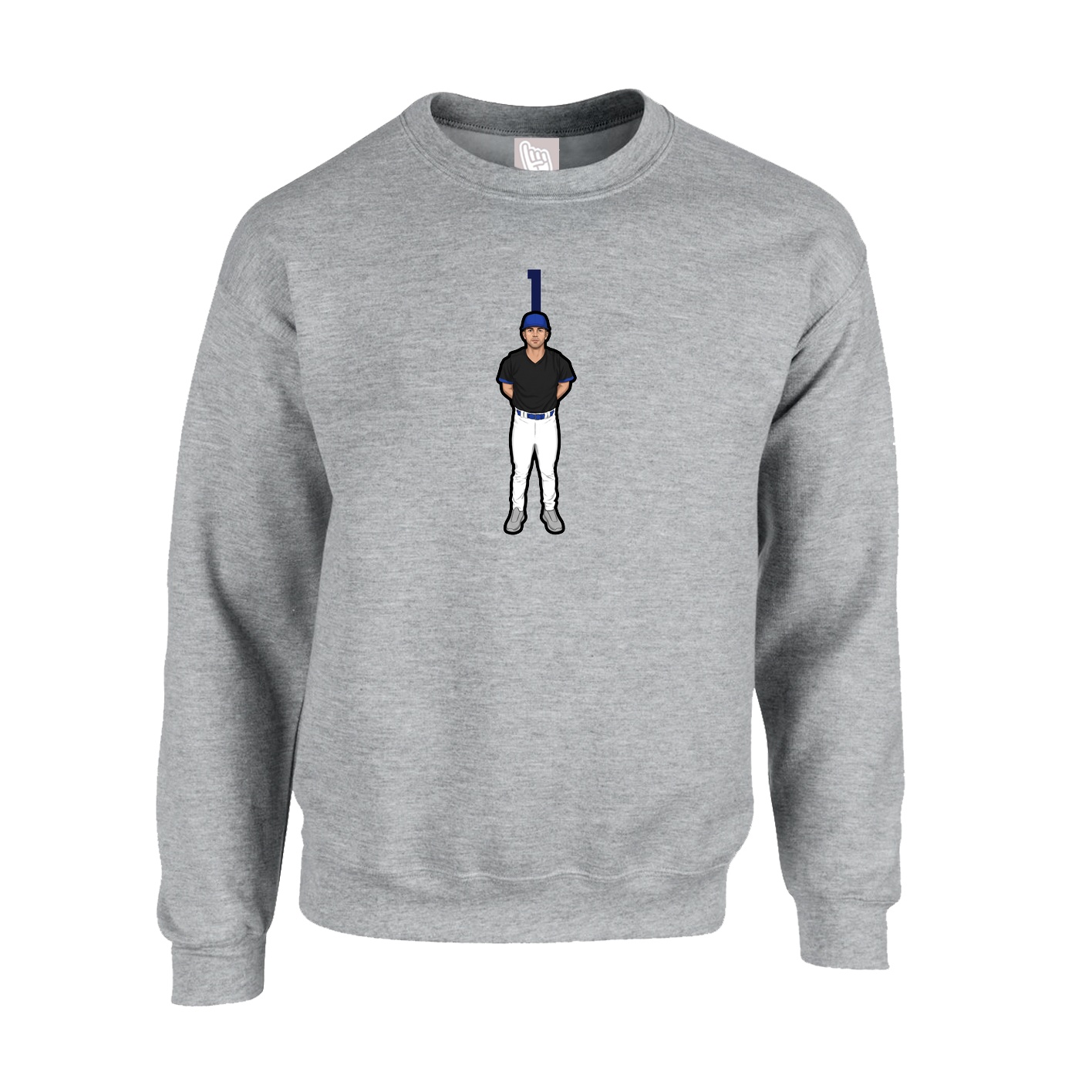 Fleece Crew — Number Top in Grey
