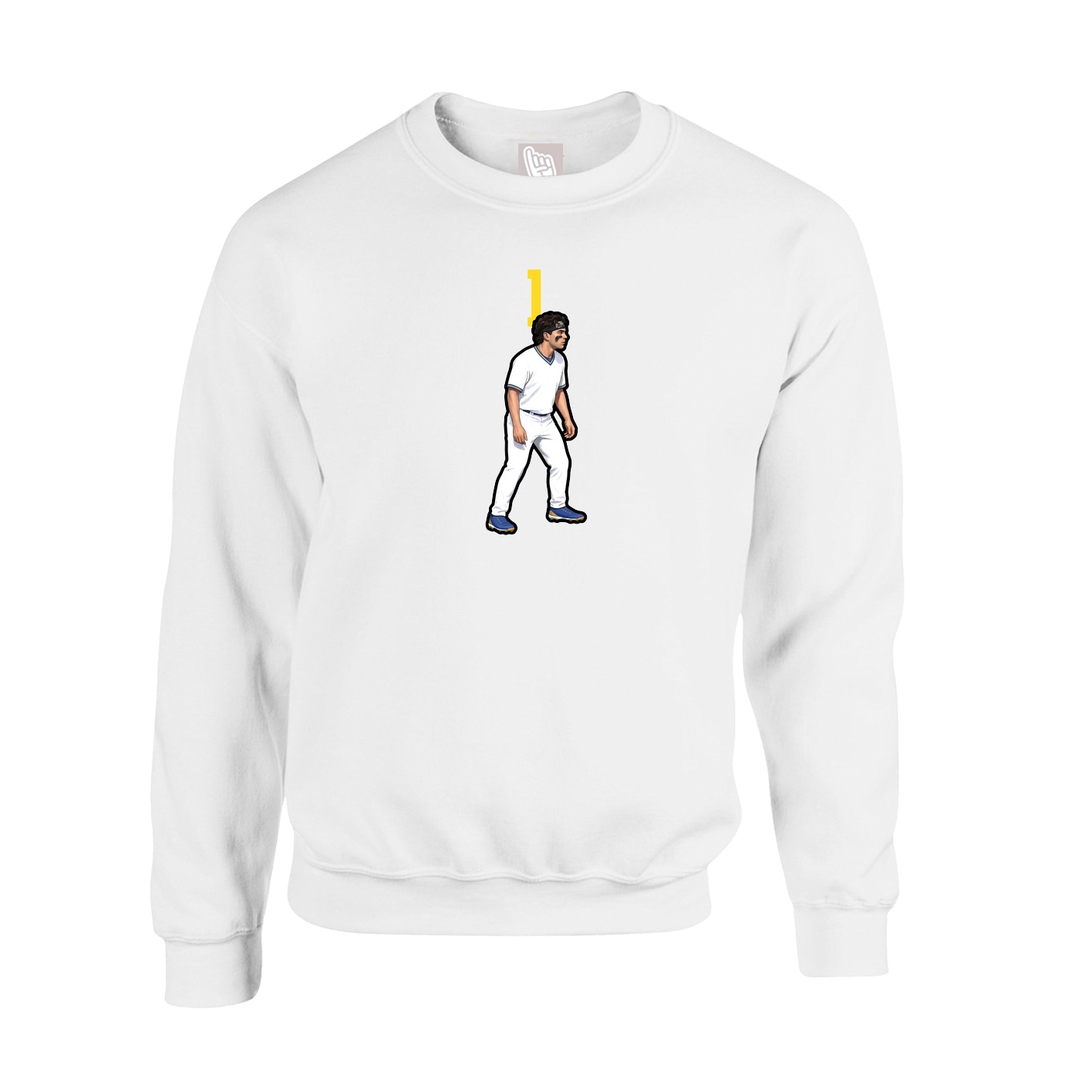 Fleece Crew — Number Top in White