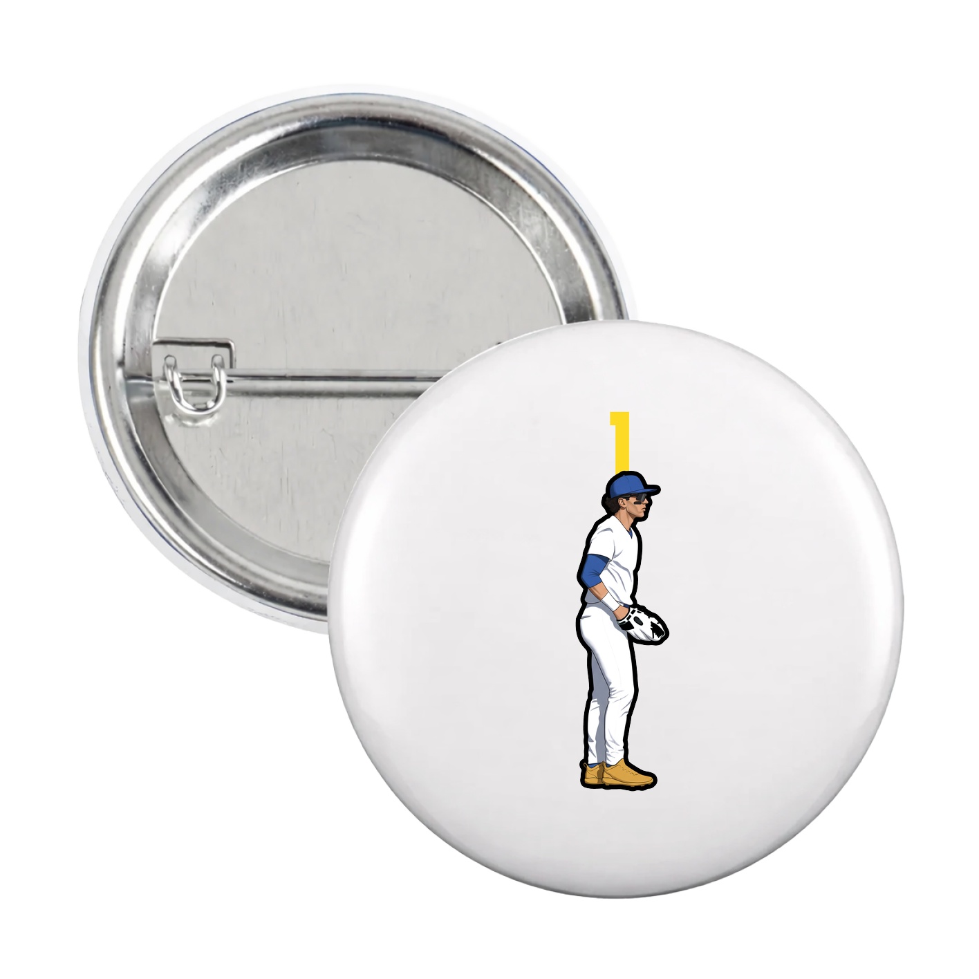 Game Day Button — Number Top in White