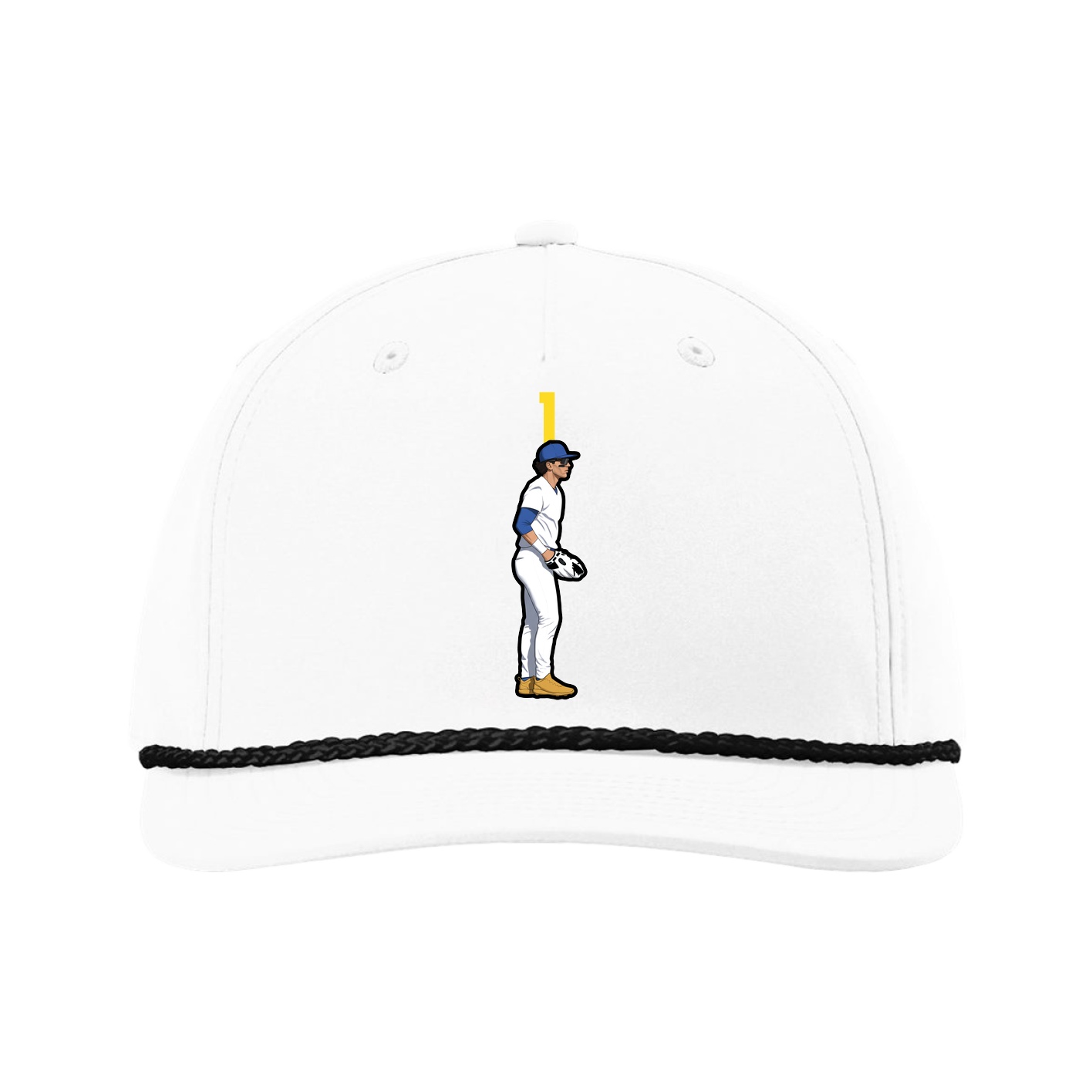 Five-Panel Classic Rope Cap — Number Top in White